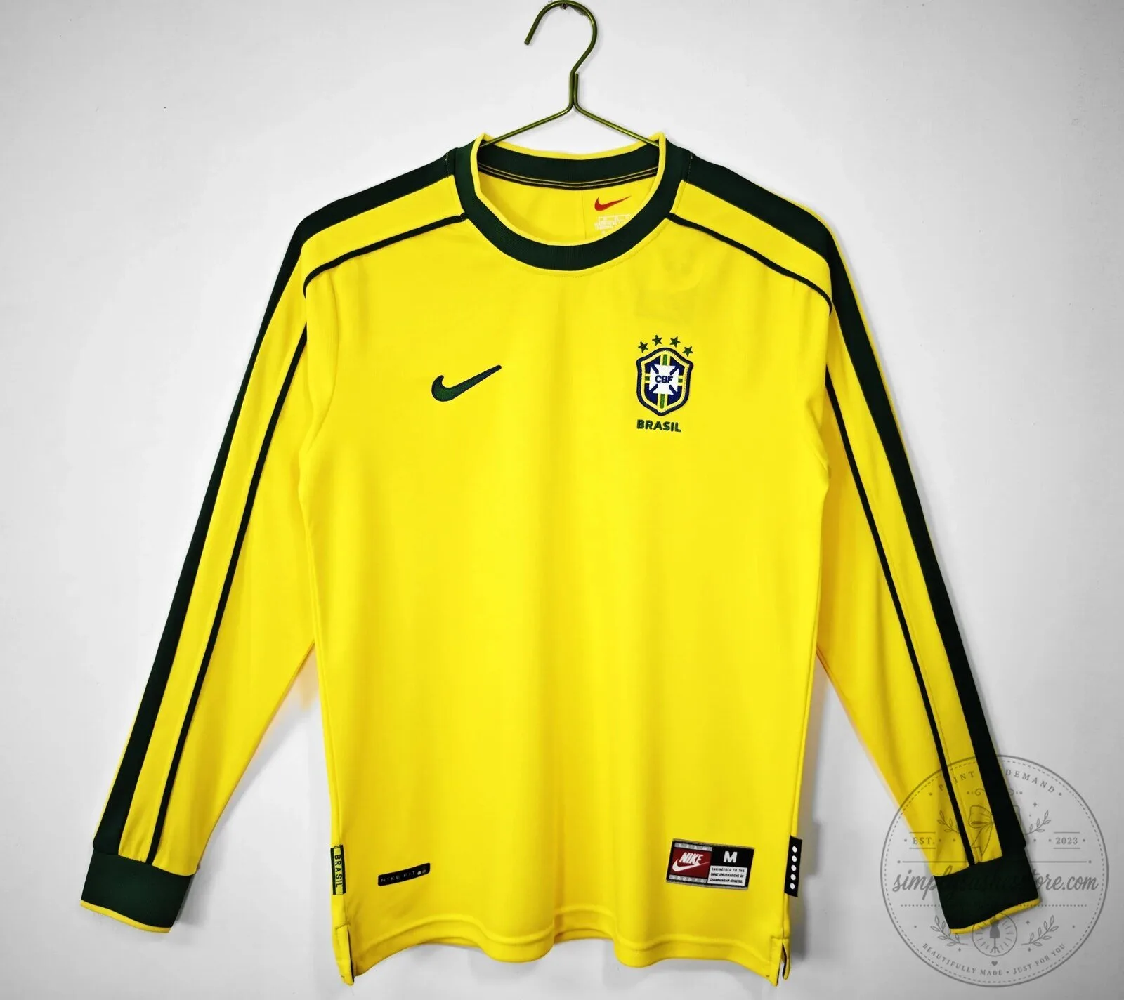 Brazil National Football Team 1996-1997 Home Retro Long Sleeve Soccer Jersey
