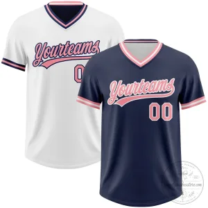 Custom Reversible Baseball Jersey with Pink and White Trim
