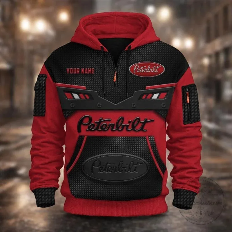 Peterbilt Trucking Company Personalized Quarter Zip Hoodie