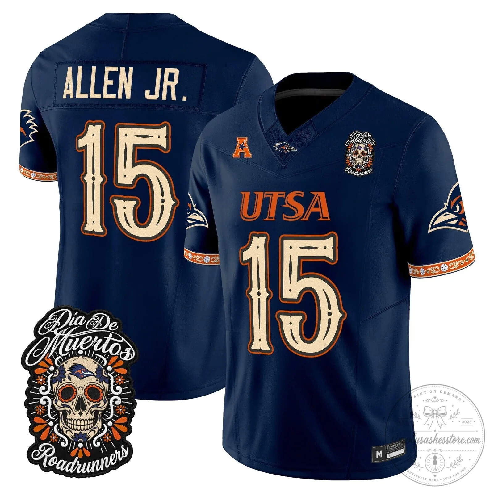 Dia de los Muertos Football Jersey for UTSA Roadrunners 49 Dia de los Muertos Football Jersey for UTSA Roadrunners