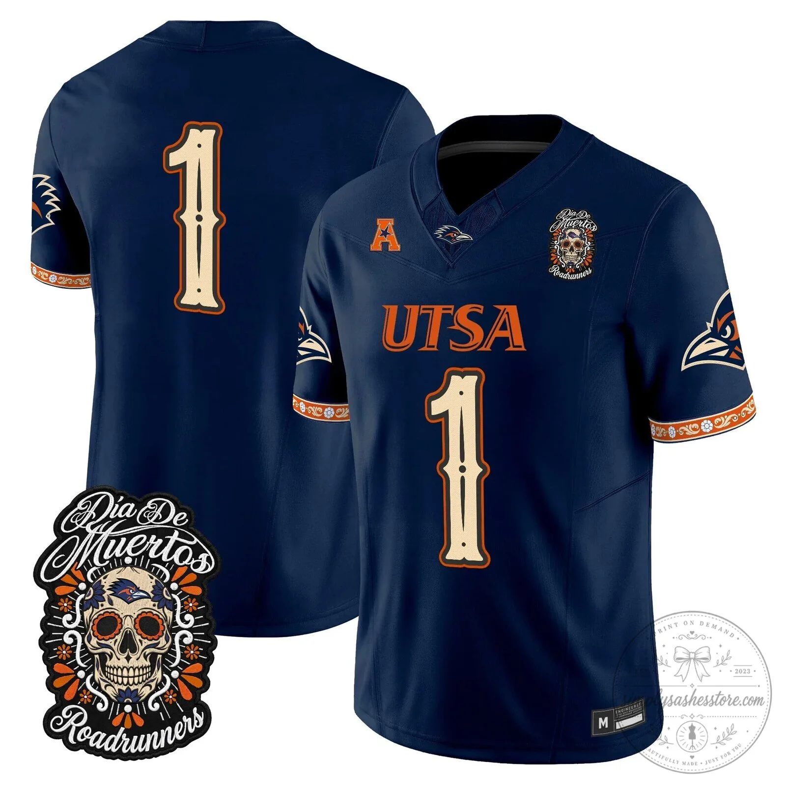 Dia de los Muertos Football Jersey for UTSA Roadrunners 53 Dia de los Muertos Football Jersey for UTSA Roadrunners