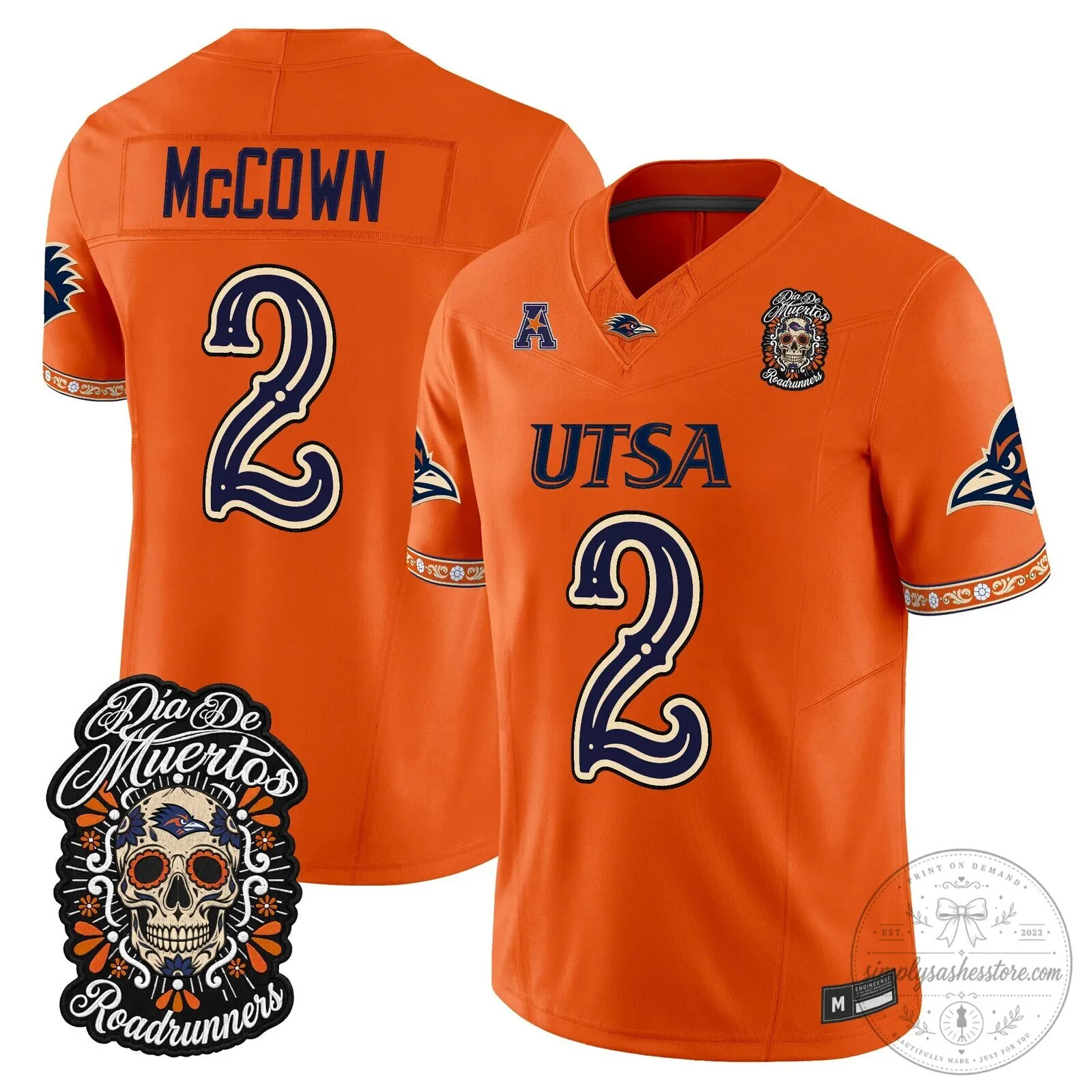 Dia de los Muertos Football Jersey for UTSA Roadrunners 54 Dia de los Muertos Football Jersey for UTSA Roadrunners