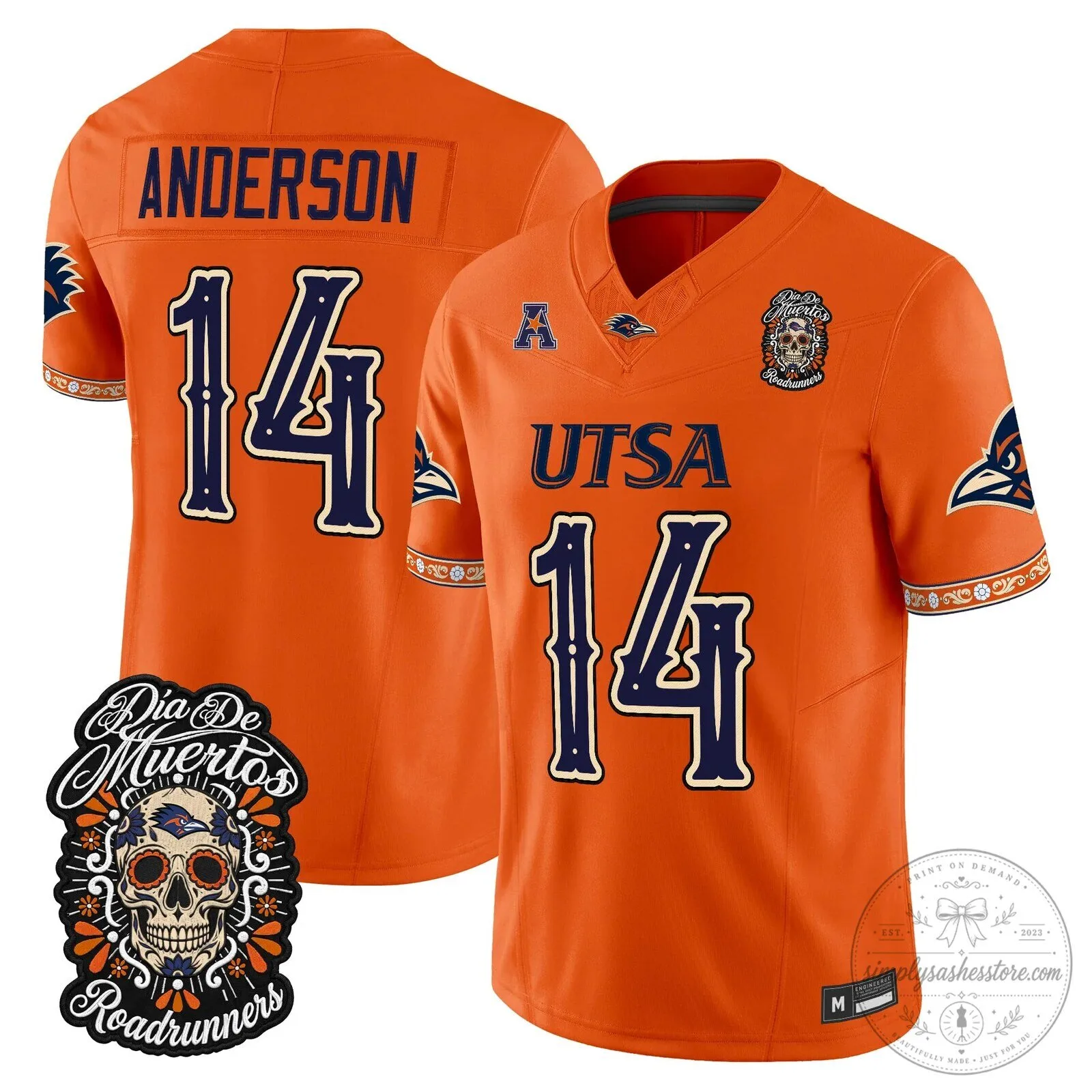 Dia de los Muertos Football Jersey for UTSA Roadrunners 58 Dia de los Muertos Football Jersey for UTSA Roadrunners