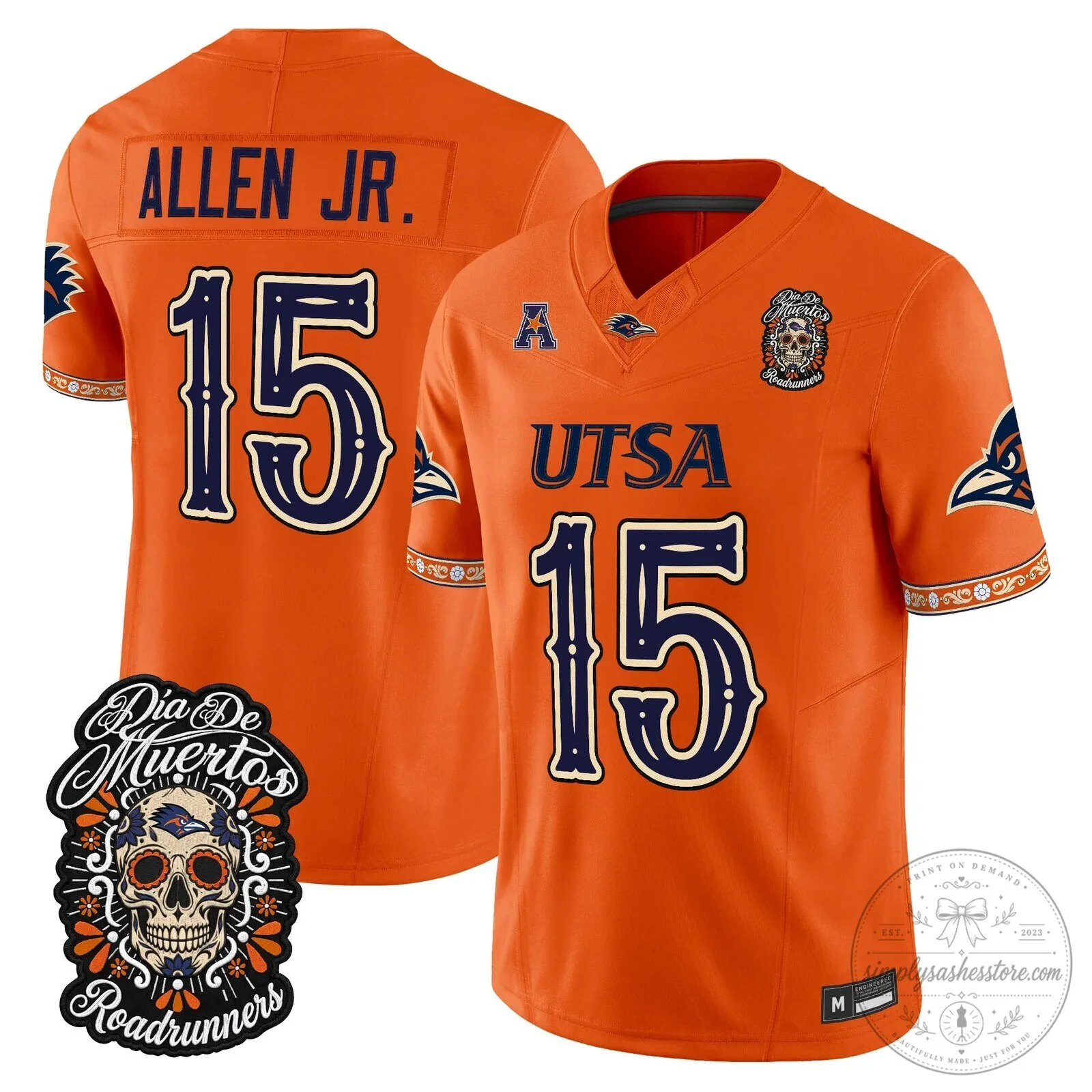 Dia de los Muertos Football Jersey for UTSA Roadrunners 59 Dia de los Muertos Football Jersey for UTSA Roadrunners