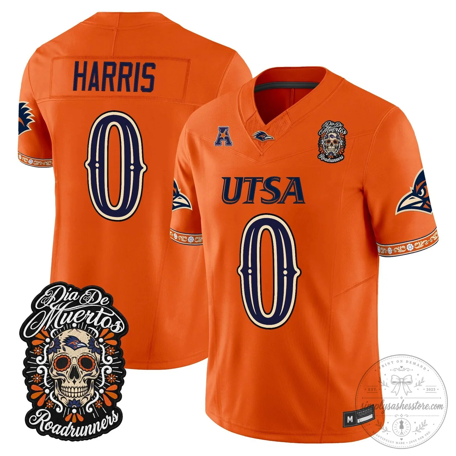 Dia de los Muertos Football Jersey for UTSA Roadrunners 60 Dia de los Muertos Football Jersey for UTSA Roadrunners