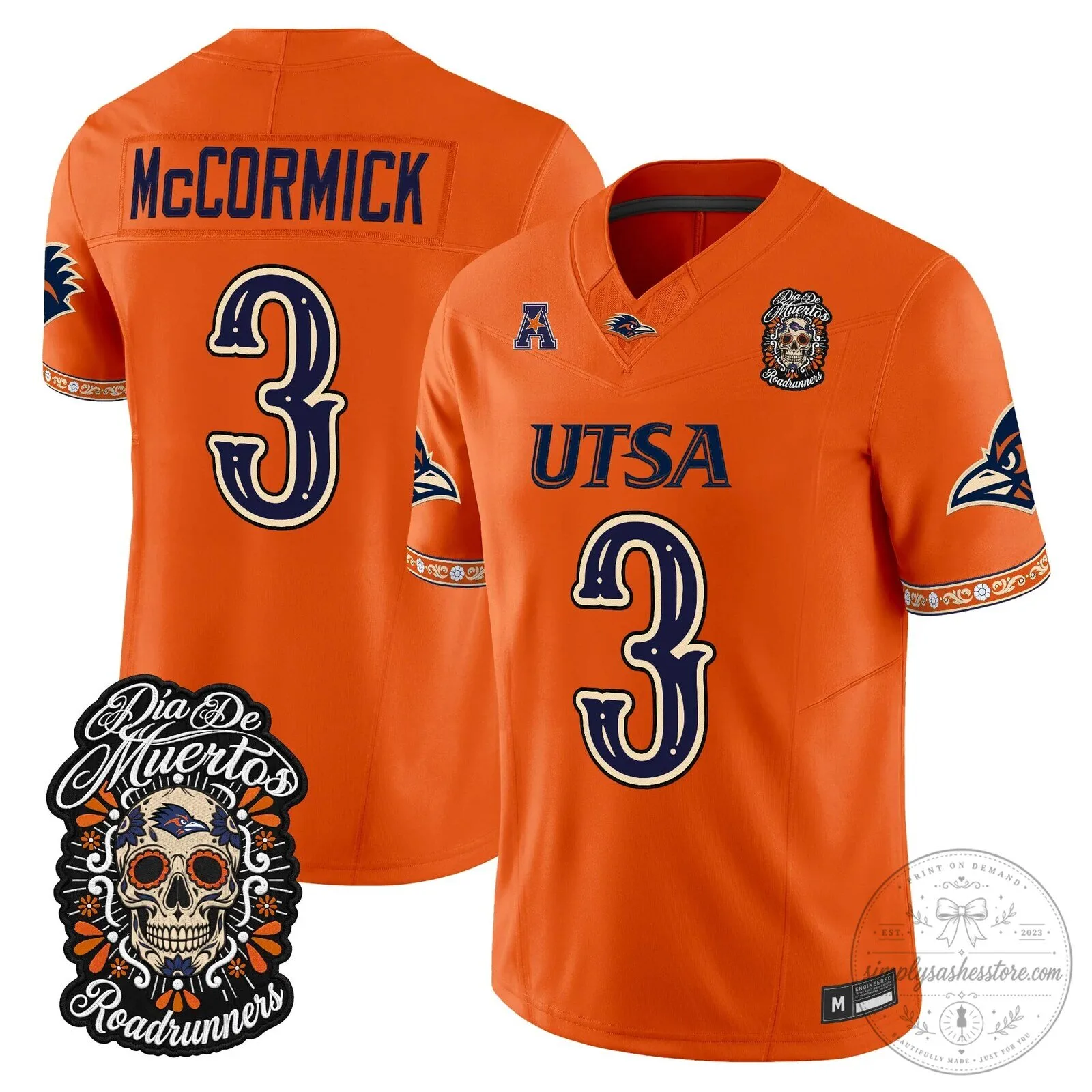 Dia de los Muertos Football Jersey for UTSA Roadrunners 61 Dia de los Muertos Football Jersey for UTSA Roadrunners
