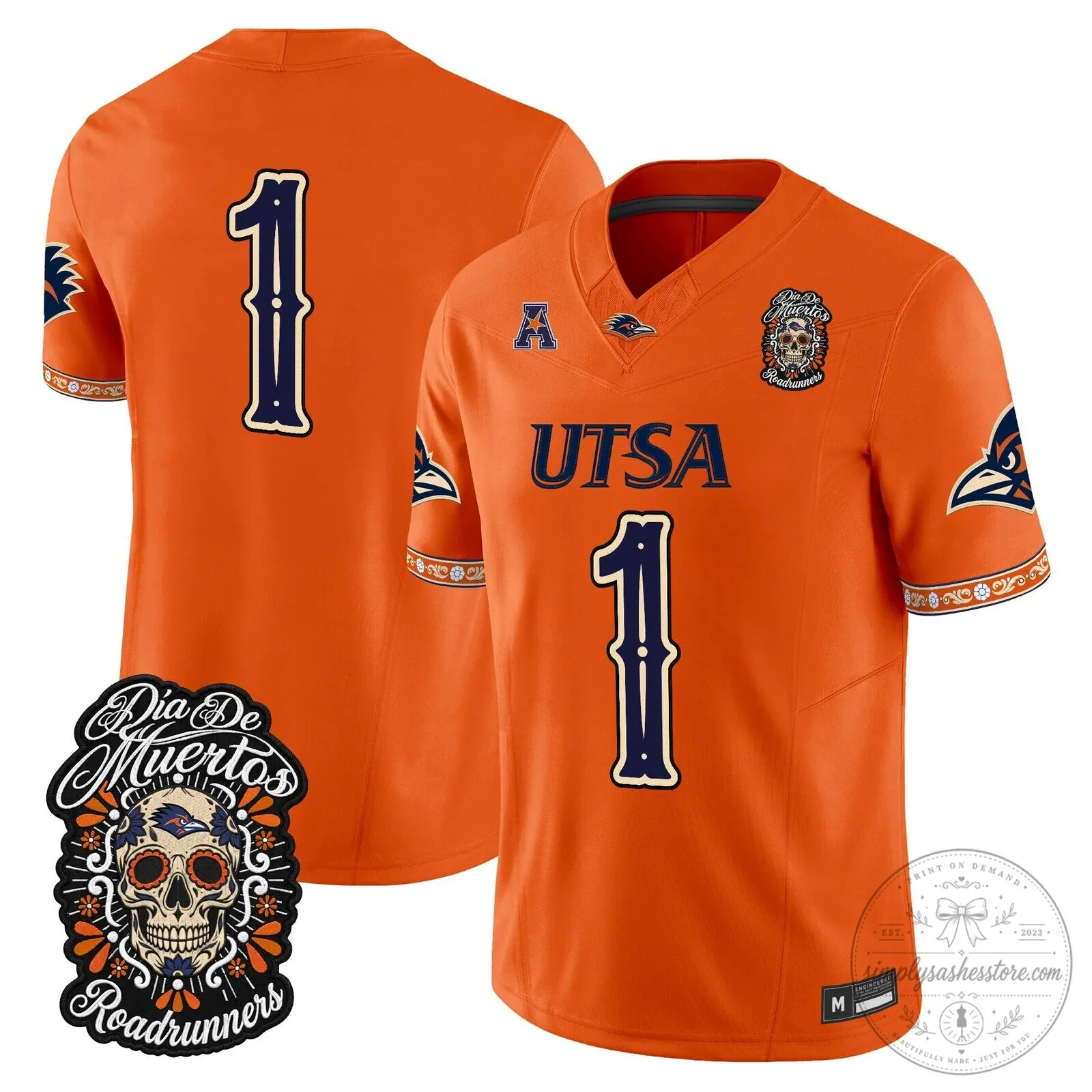 Dia de los Muertos Football Jersey for UTSA Roadrunners 63 Dia de los Muertos Football Jersey for UTSA Roadrunners