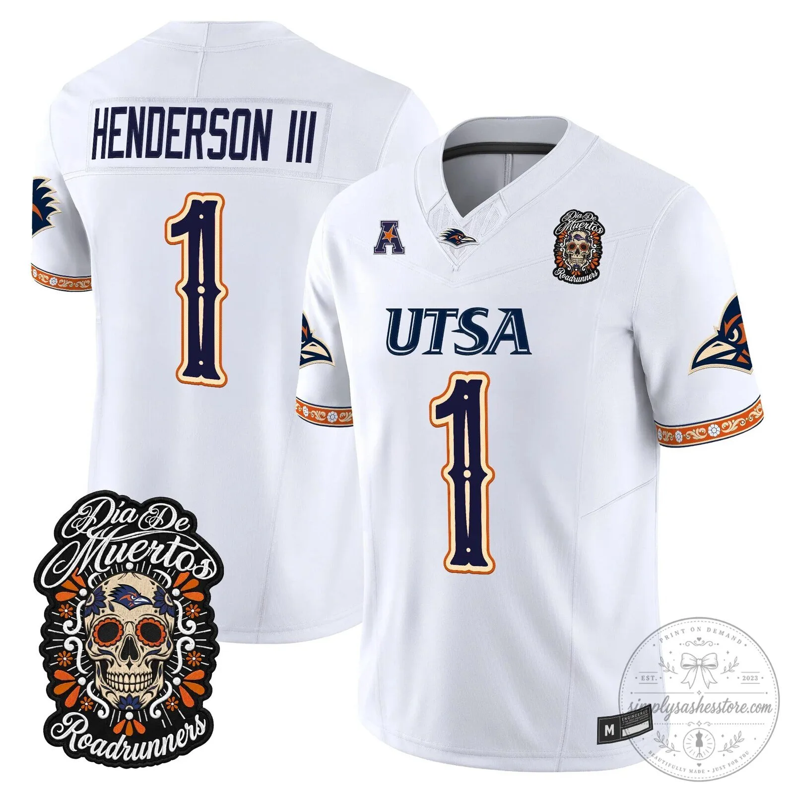Dia de los Muertos Football Jersey for UTSA Roadrunners 66 Dia de los Muertos Football Jersey for UTSA Roadrunners
