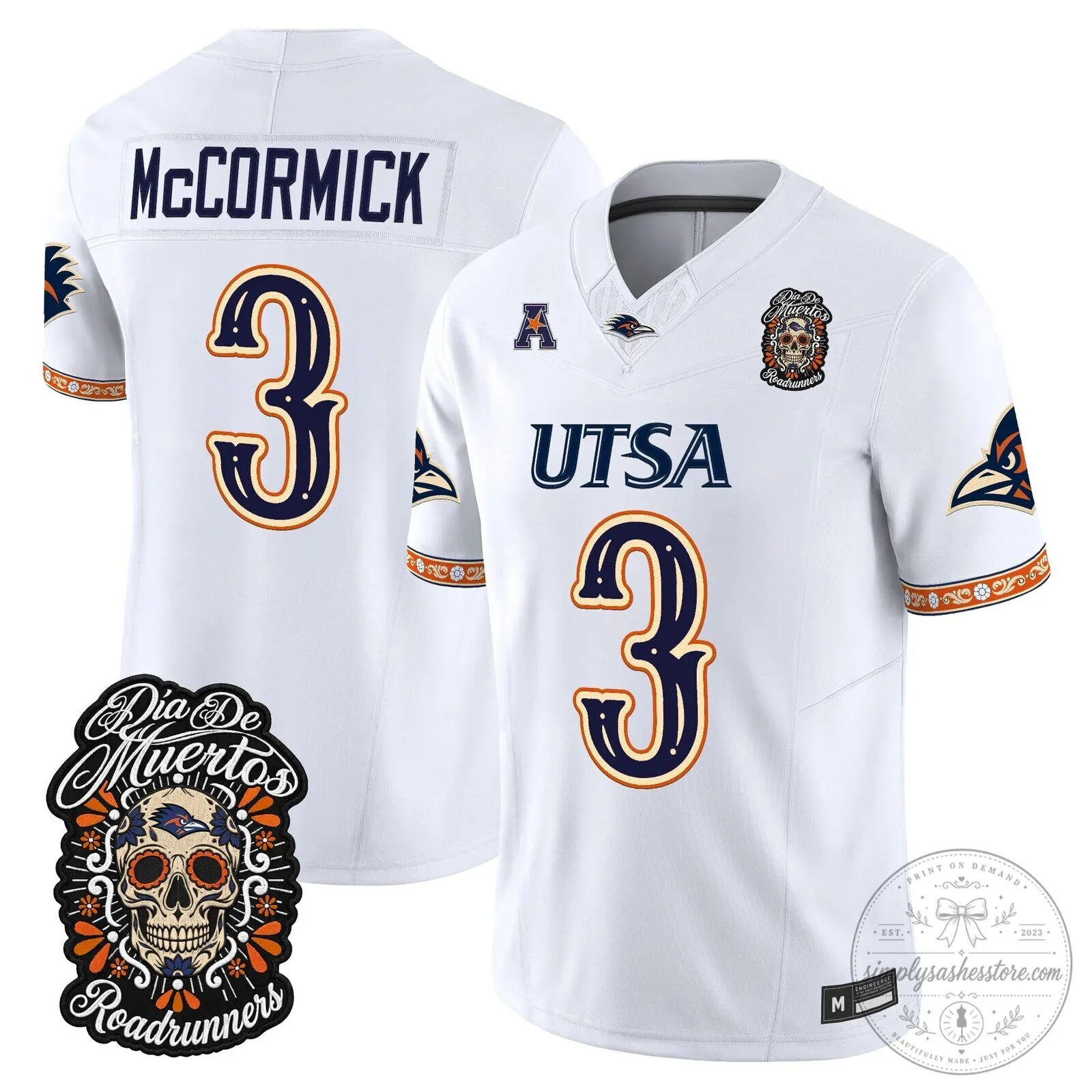 Dia de los Muertos Football Jersey for UTSA Roadrunners 71 Dia de los Muertos Football Jersey for UTSA Roadrunners