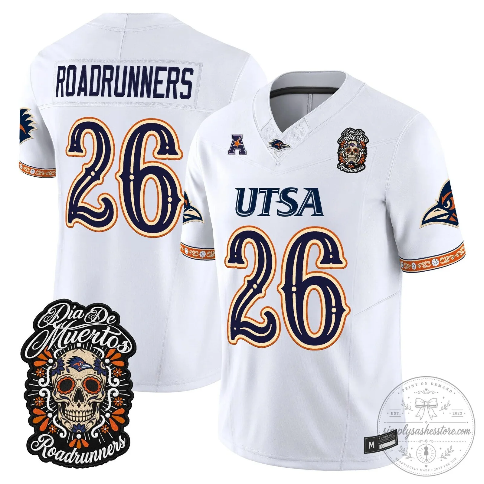 Dia de los Muertos Football Jersey for UTSA Roadrunners 72 Dia de los Muertos Football Jersey for UTSA Roadrunners