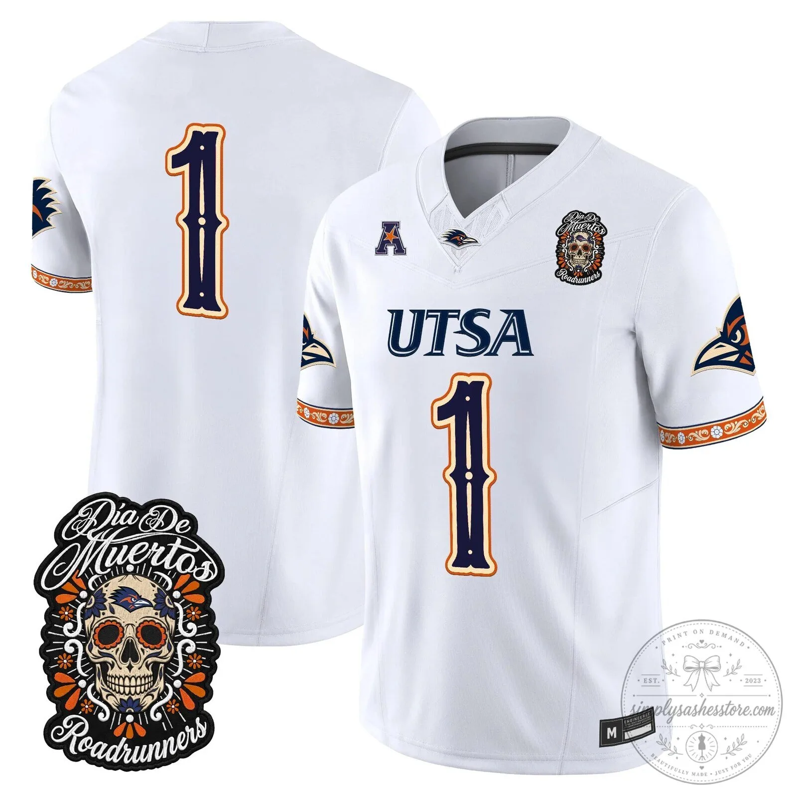 Dia de los Muertos Football Jersey for UTSA Roadrunners 73 Dia de los Muertos Football Jersey for UTSA Roadrunners