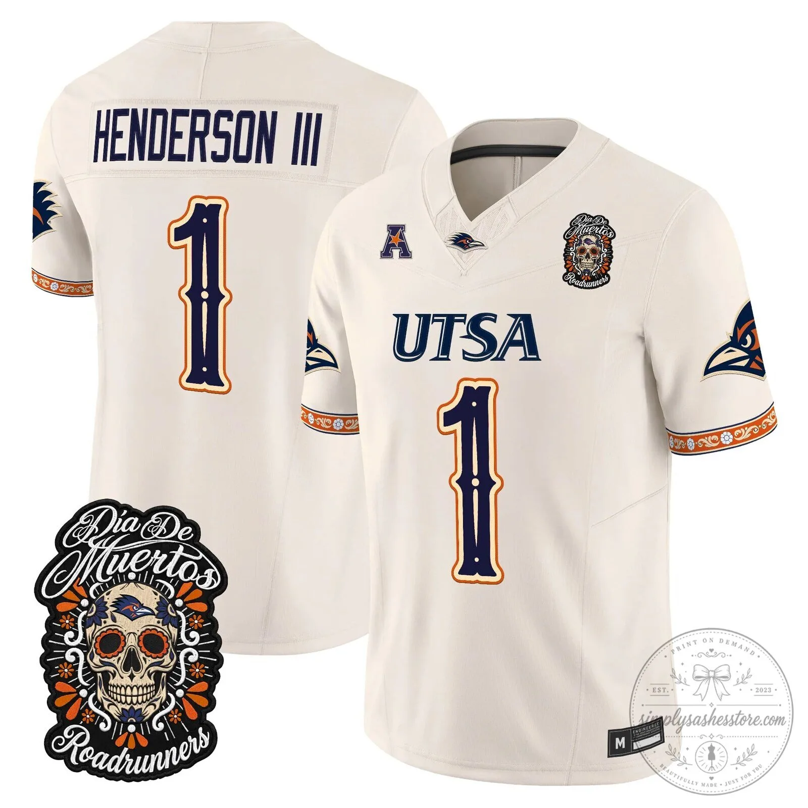 Dia de los Muertos Football Jersey for UTSA Roadrunners 76 Dia de los Muertos Football Jersey for UTSA Roadrunners