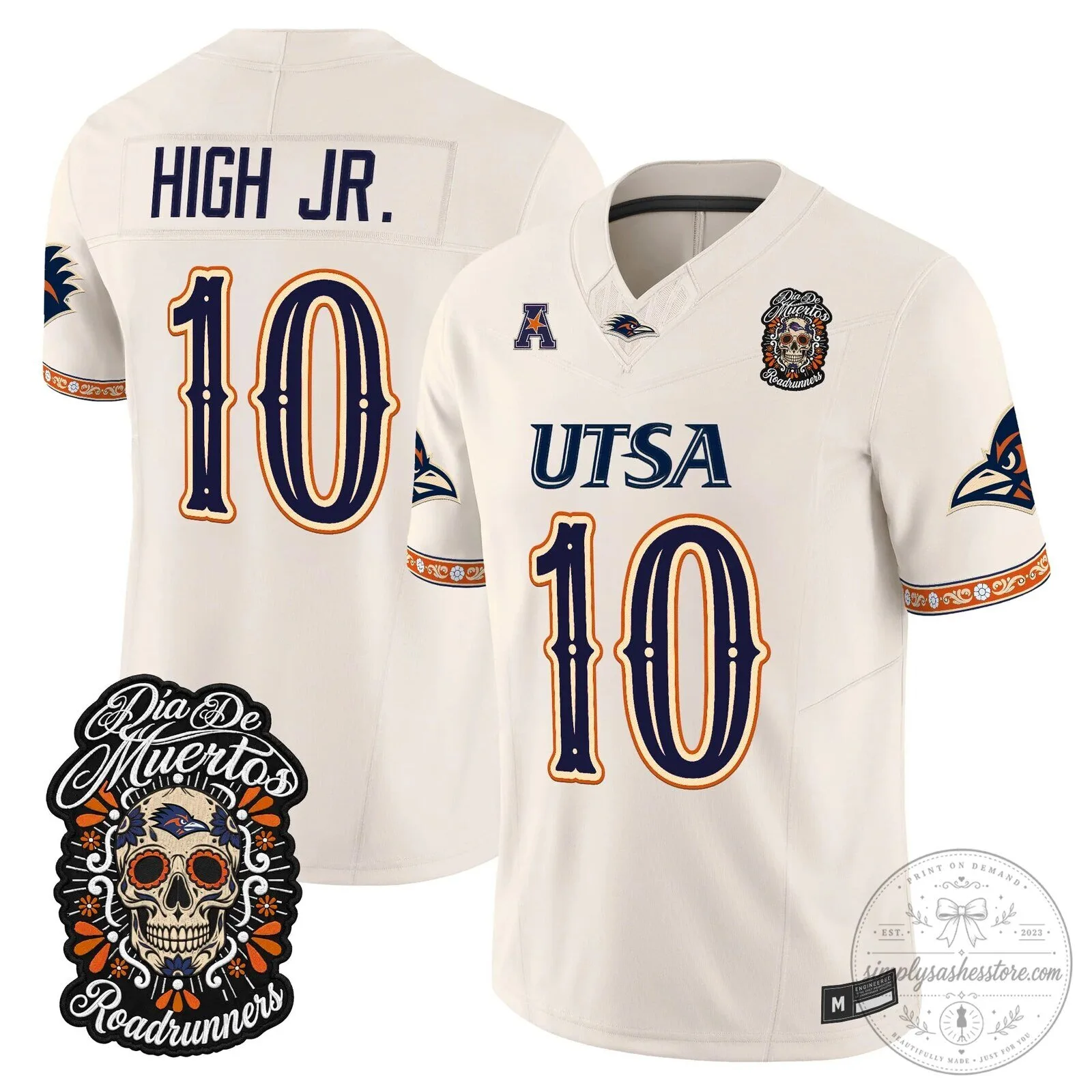 Dia de los Muertos Football Jersey for UTSA Roadrunners 77 Dia de los Muertos Football Jersey for UTSA Roadrunners