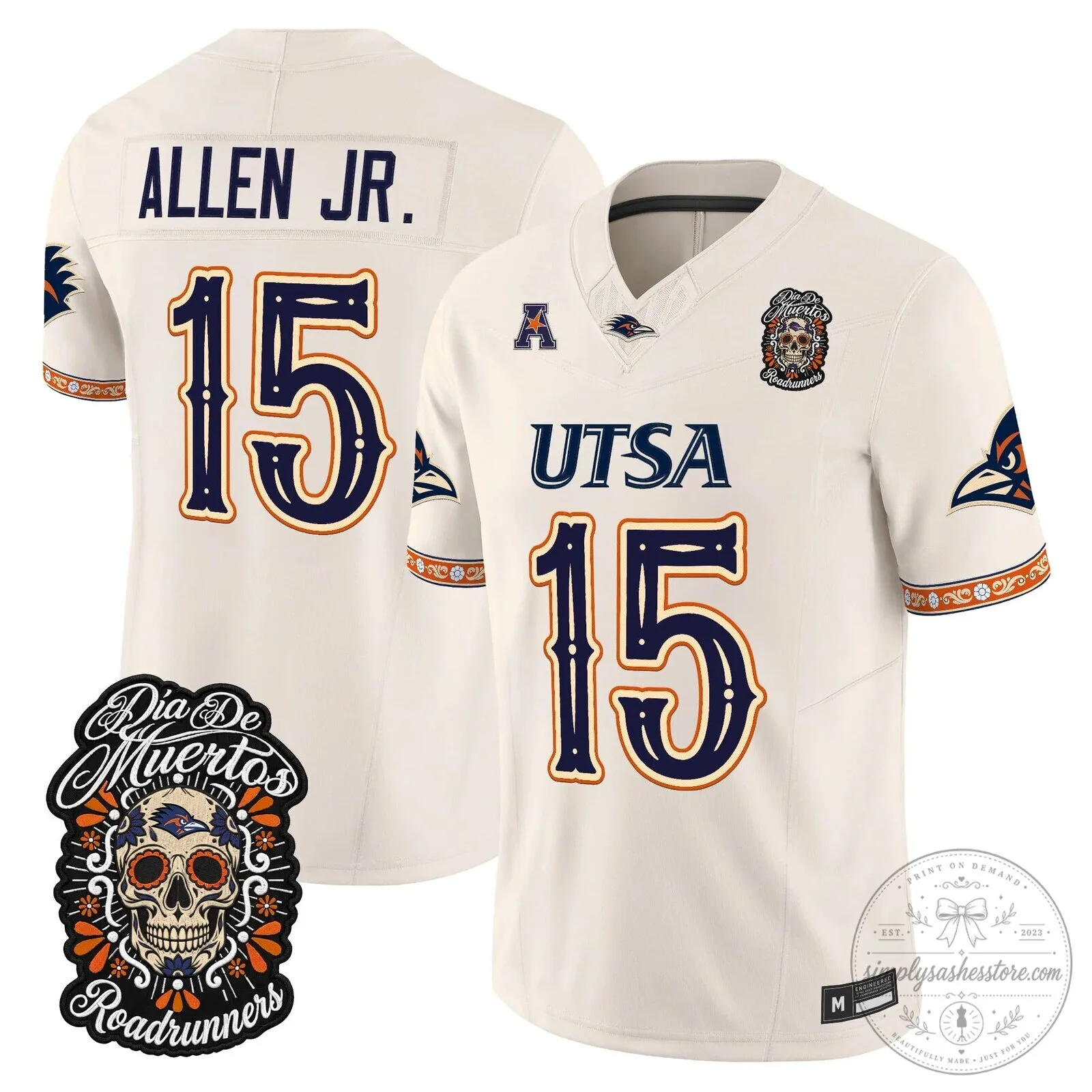 Dia de los Muertos Football Jersey for UTSA Roadrunners 79 Dia de los Muertos Football Jersey for UTSA Roadrunners