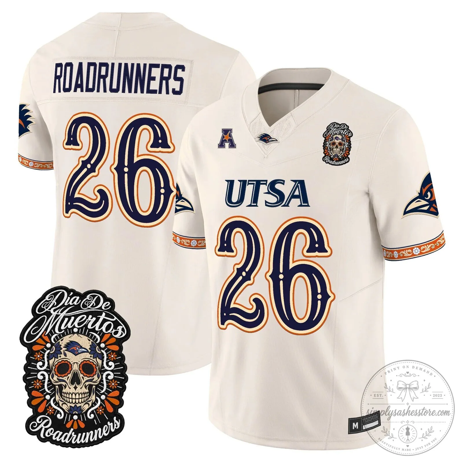 Dia de los Muertos Football Jersey for UTSA Roadrunners 82 Dia de los Muertos Football Jersey for UTSA Roadrunners