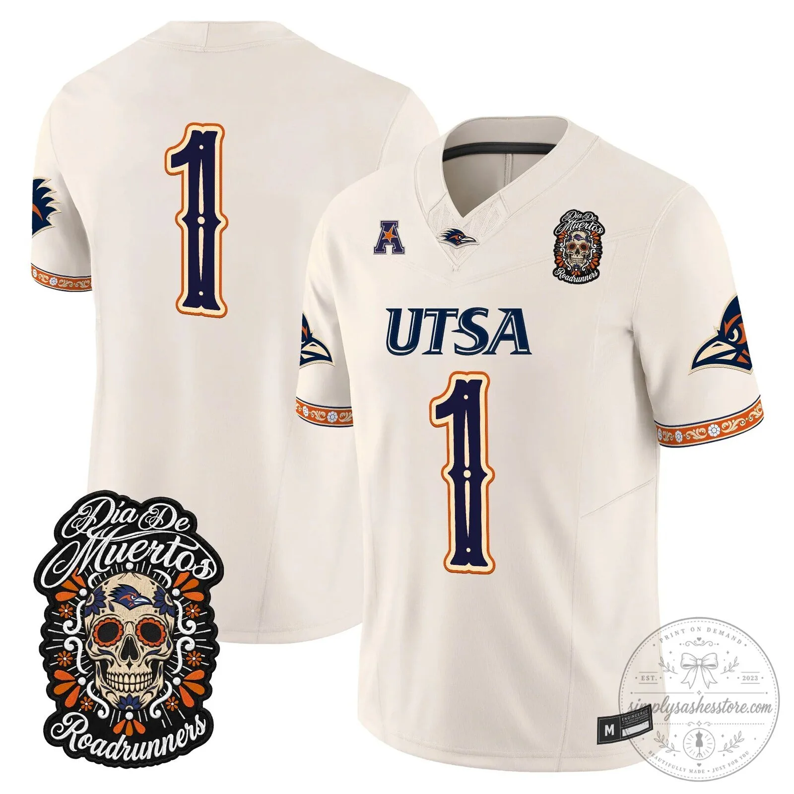 Dia de los Muertos Football Jersey for UTSA Roadrunners 83 Dia de los Muertos Football Jersey for UTSA Roadrunners