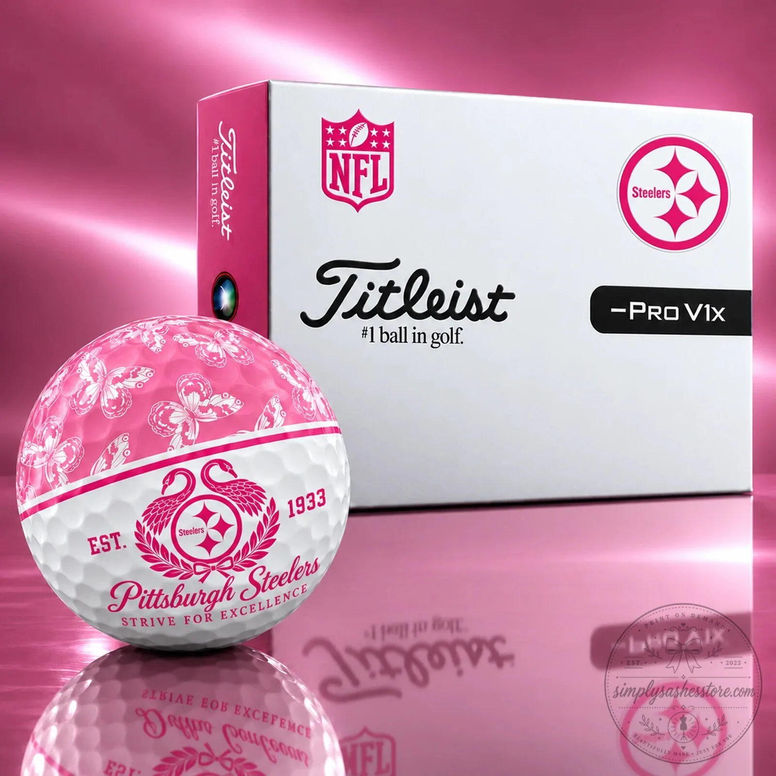 Pittsburgh Steelers Pink Butterfly Golf Ball Set