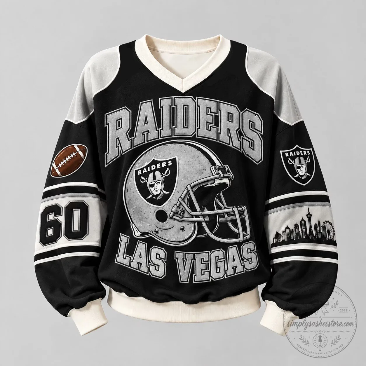 Las Vegas Raiders Football Team Helmet Design Crewneck Sweatshirt