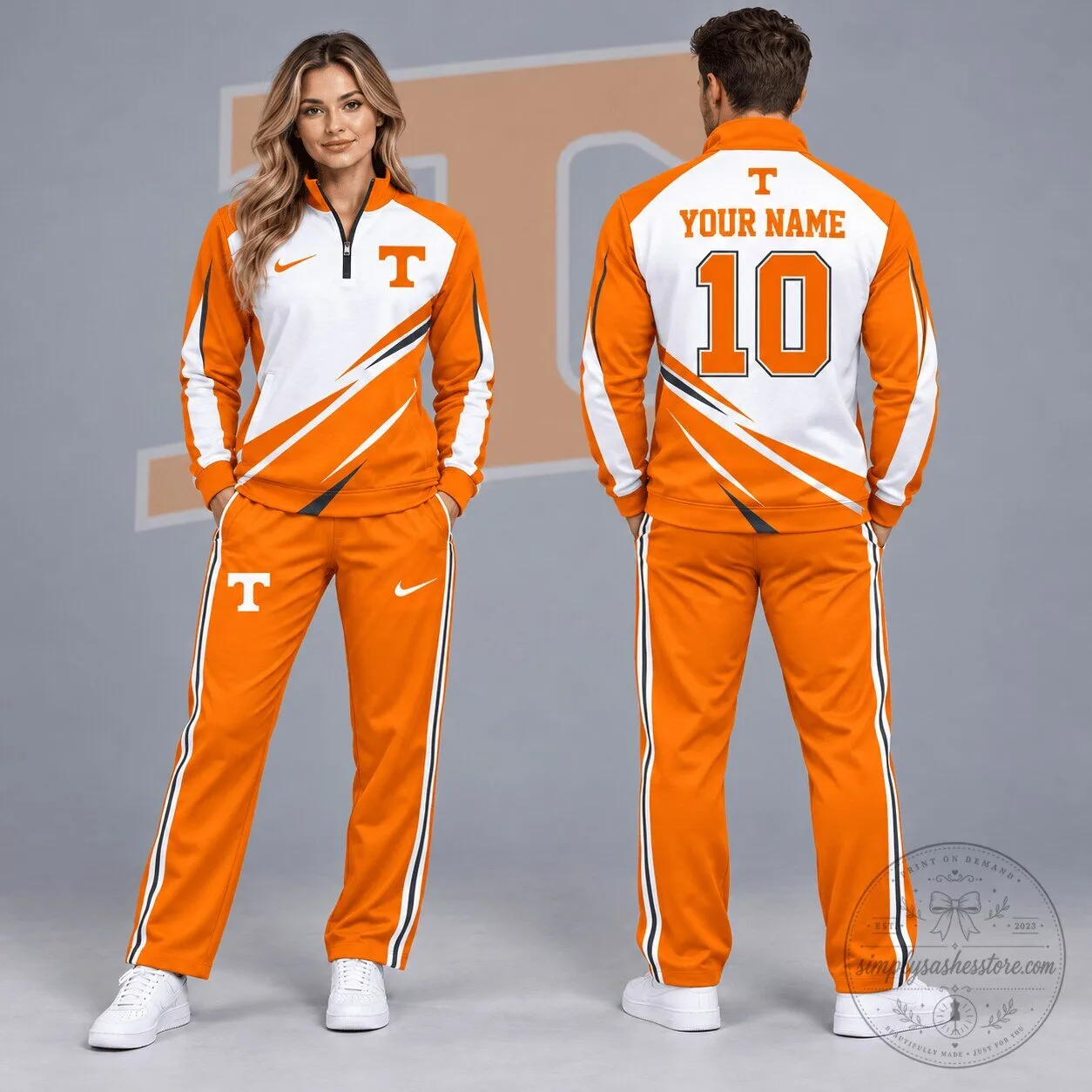 Tennessee Volunteers Personalized White and Orange Lightning Quarter-Zip Jacket