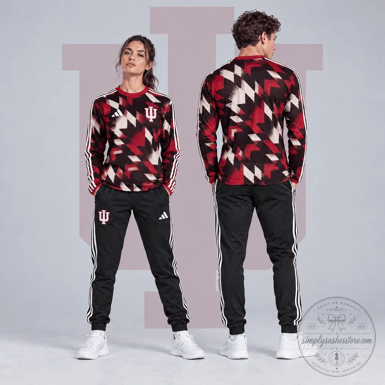 Indiana Hoosiers Dynamic Geometric Long Sleeve Shirt and Jogger Set