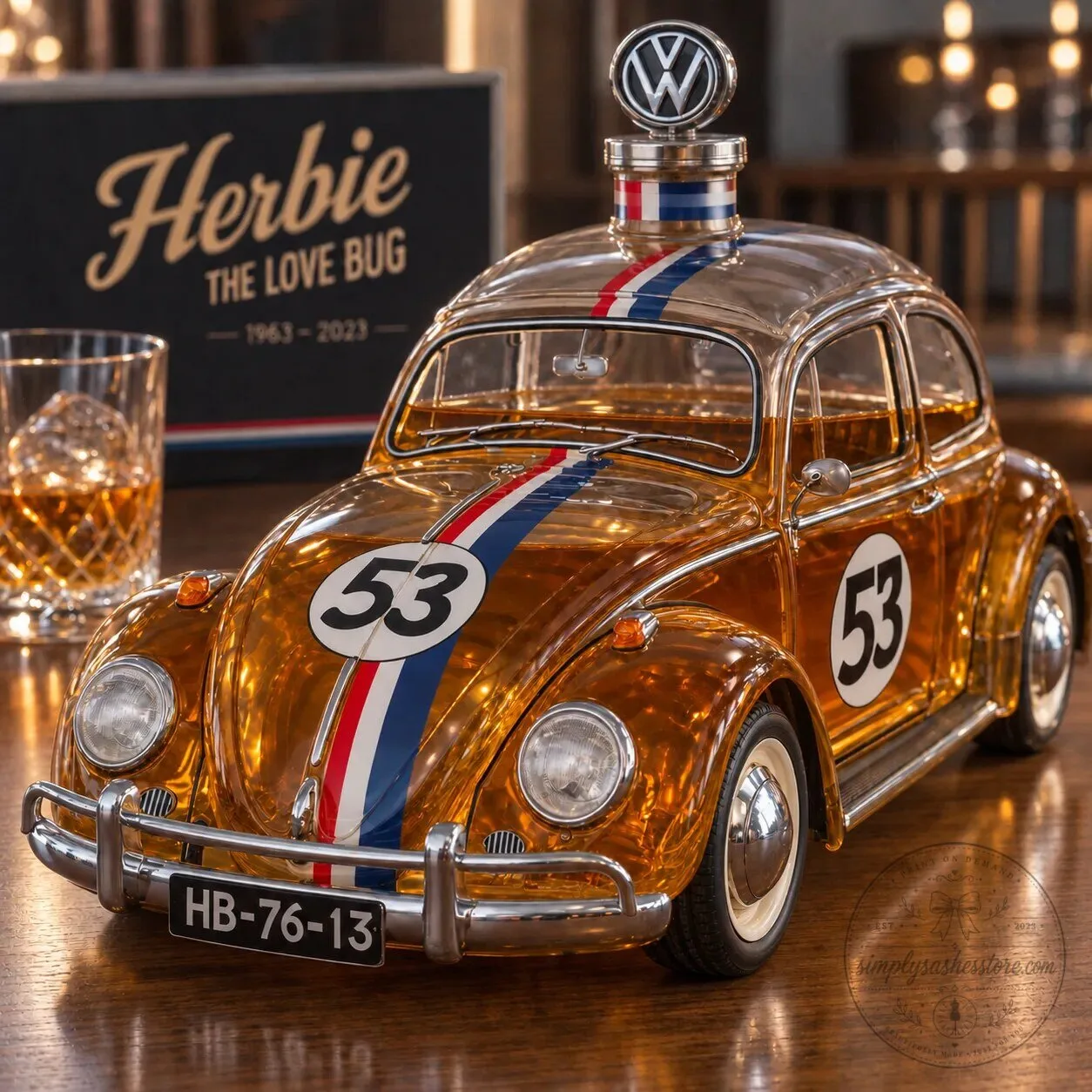 Herbie The Love Bug Volkswagen Beetle Car Whiskey Decanter with Glass Stopper 5 Herbie The Love Bug Volkswagen Beetle Car Whiskey Decanter with Glass Stopper