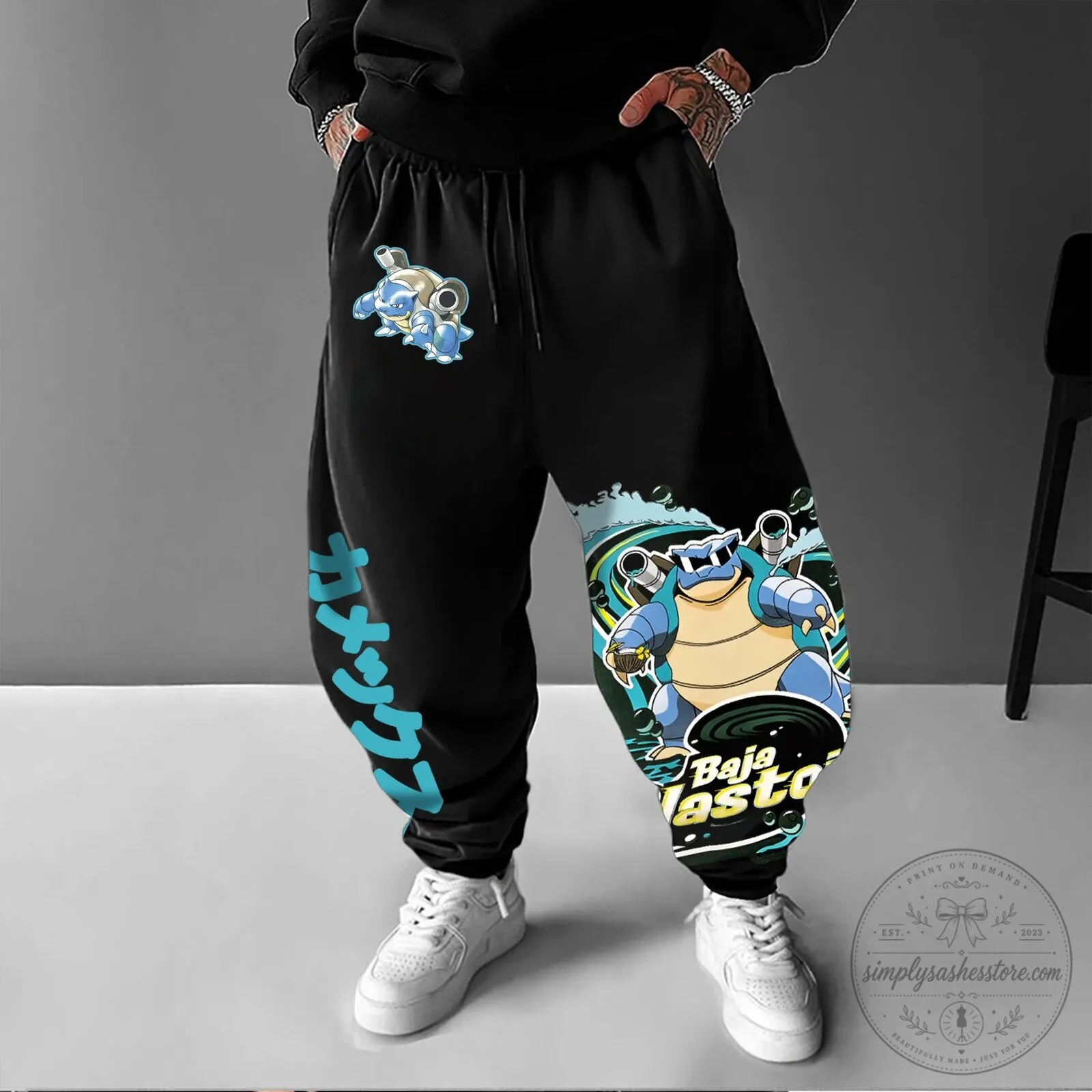 Pokemon Blastoise Character Graphic Print Streetwear Pants 11 Pokemon Blastoise Character Graphic Print Streetwear Pants