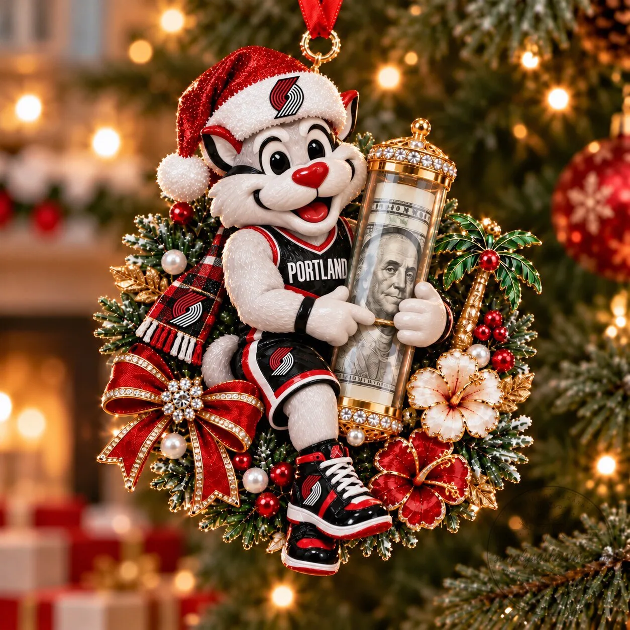 Portland Trail Blazers Blaze Christmas Holiday Ornament