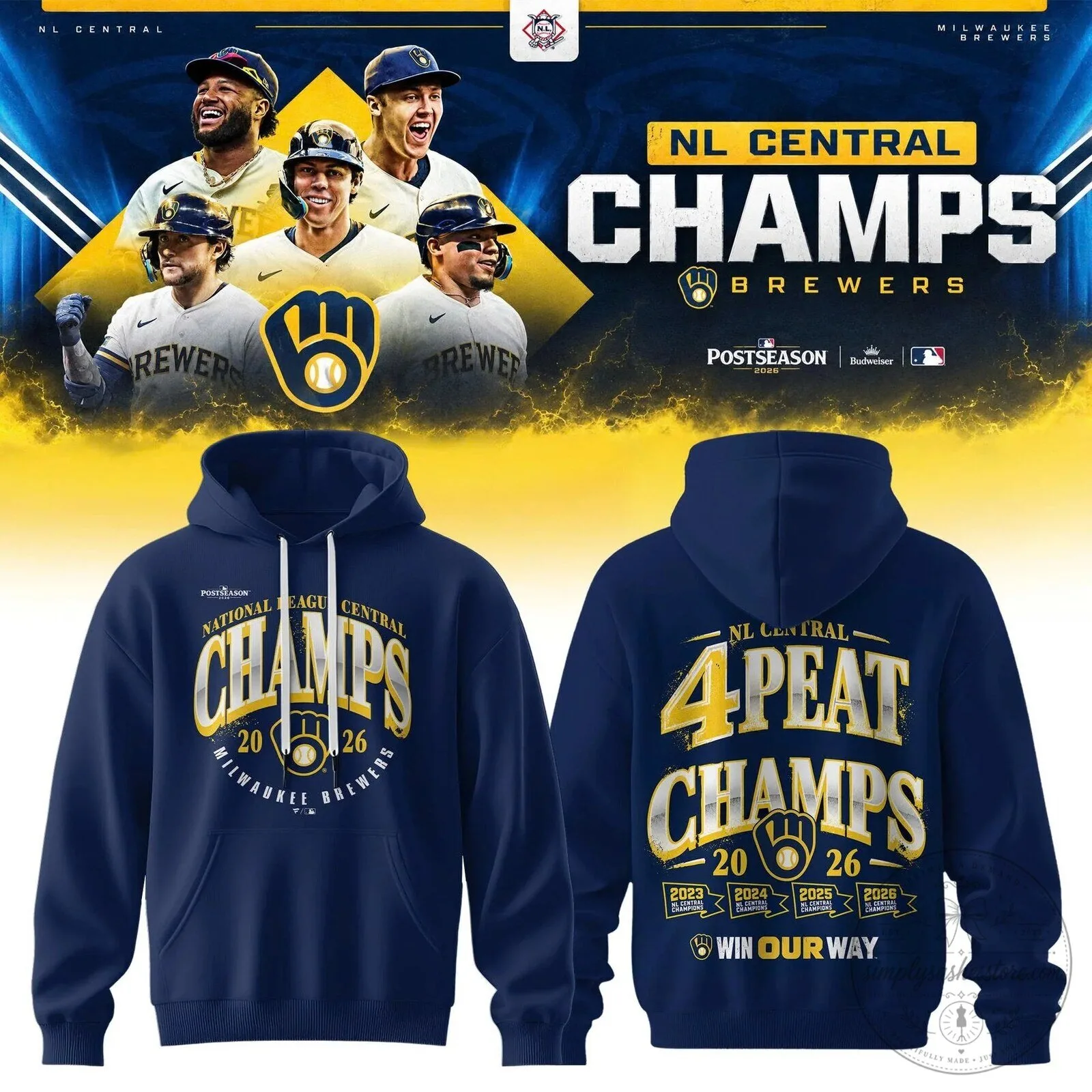 Milwaukee Brewers National League Central Division Champions Hoodie 2 Milwaukee Brewers National League Central Division Champions Hoodie