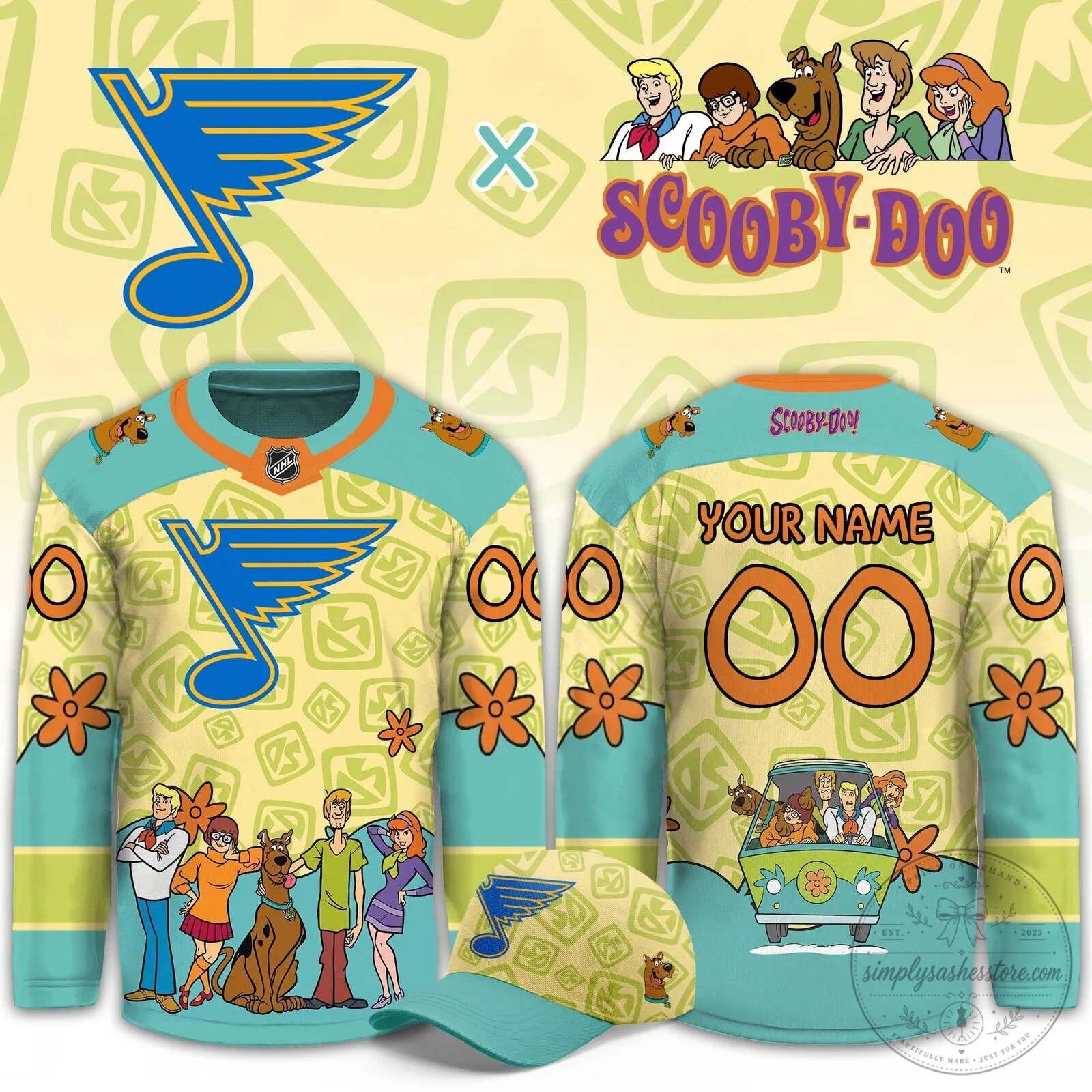St. Louis Blues Scooby-Doo Night Limited Edition Custom Hockey Jersey 2 St. Louis Blues Scooby-Doo Night Limited Edition Custom Hockey Jersey