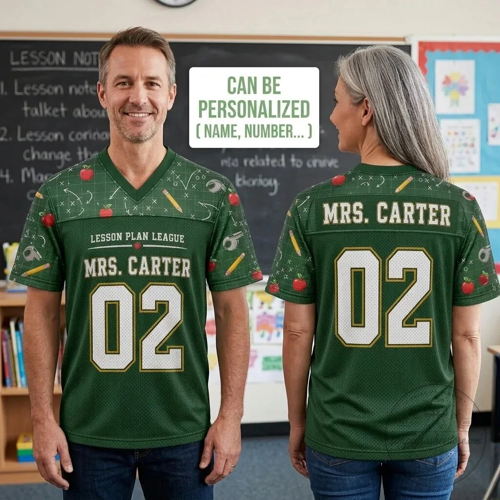 Personalized Teacher Lesson Plan League Football Jersey with Custom Name and Number