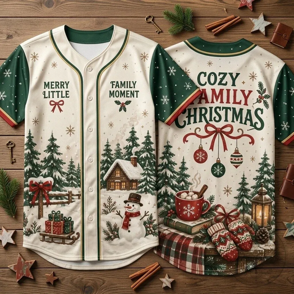 Cozy Family Christmas Matching Baseball Jersey Merry Little Family Moment Holiday Shirt 2 Cozy Family Christmas Matching Baseball Jersey Merry Little Family Moment Holiday Shirt