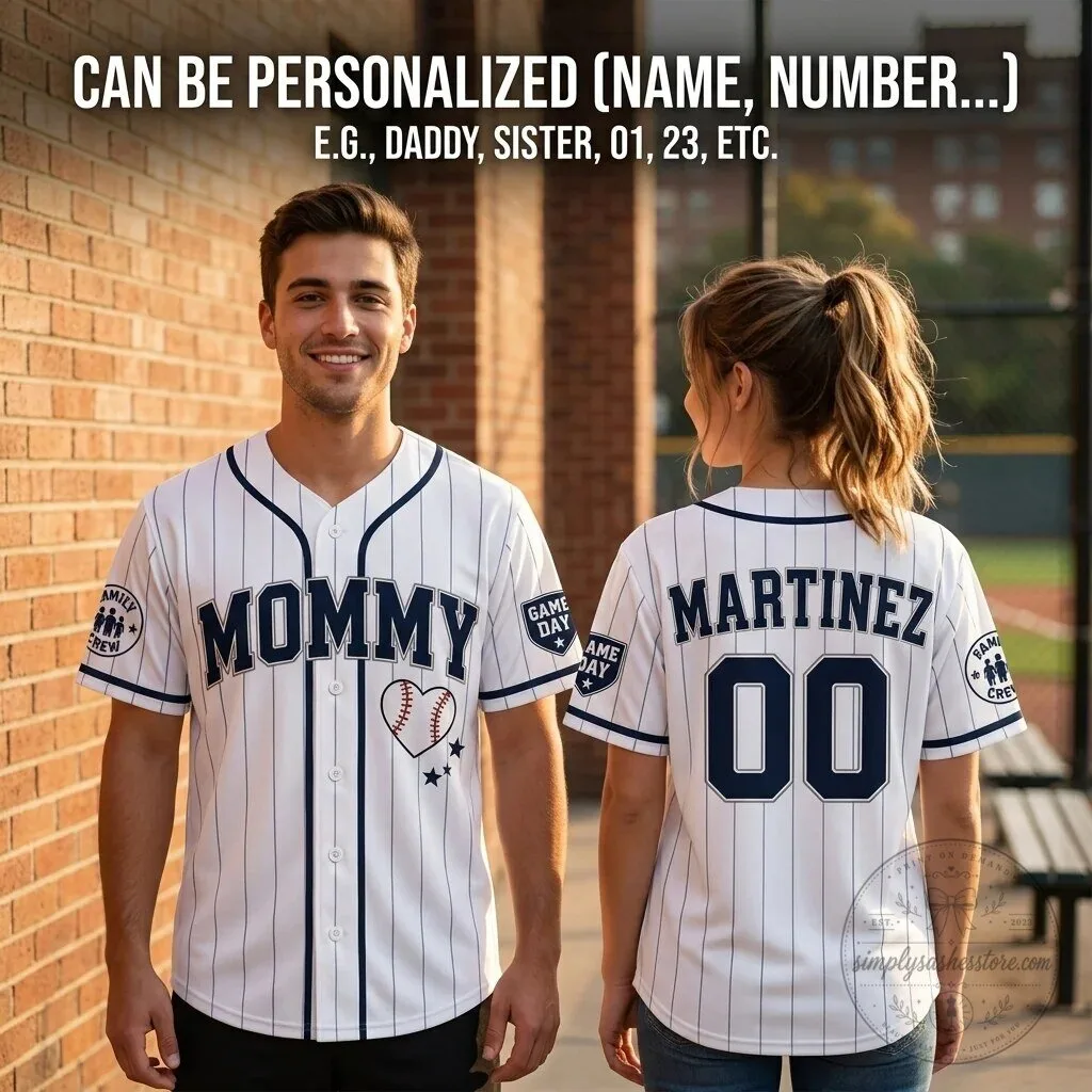 Personalized Mommy Baseball Pinstripe Jersey for Women