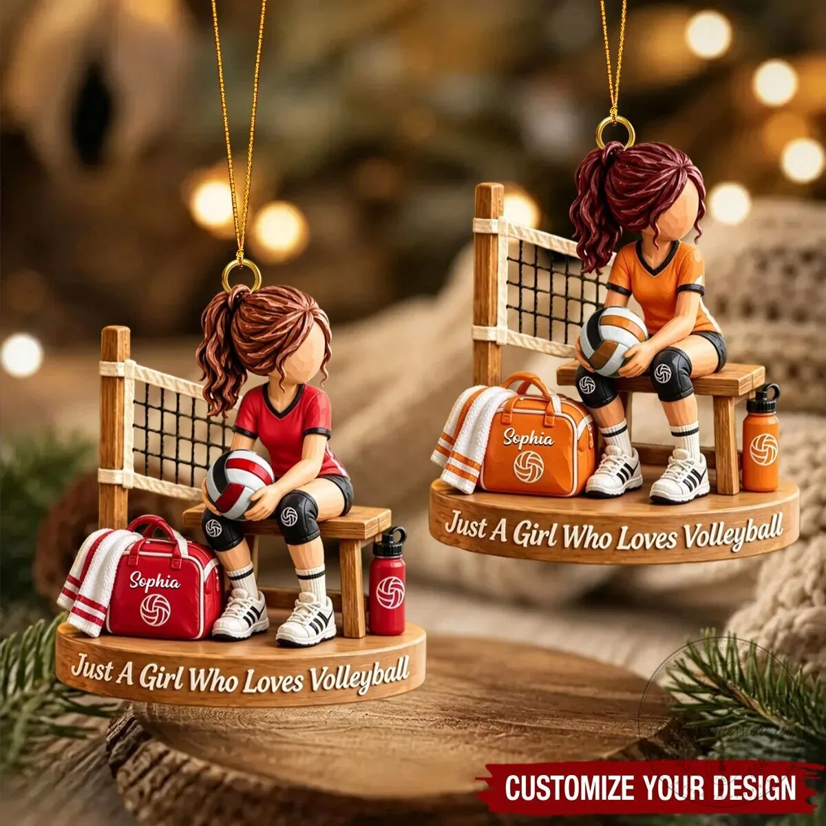 Personalized Volleyball Girl Christmas Ornament - Custom Player Gift