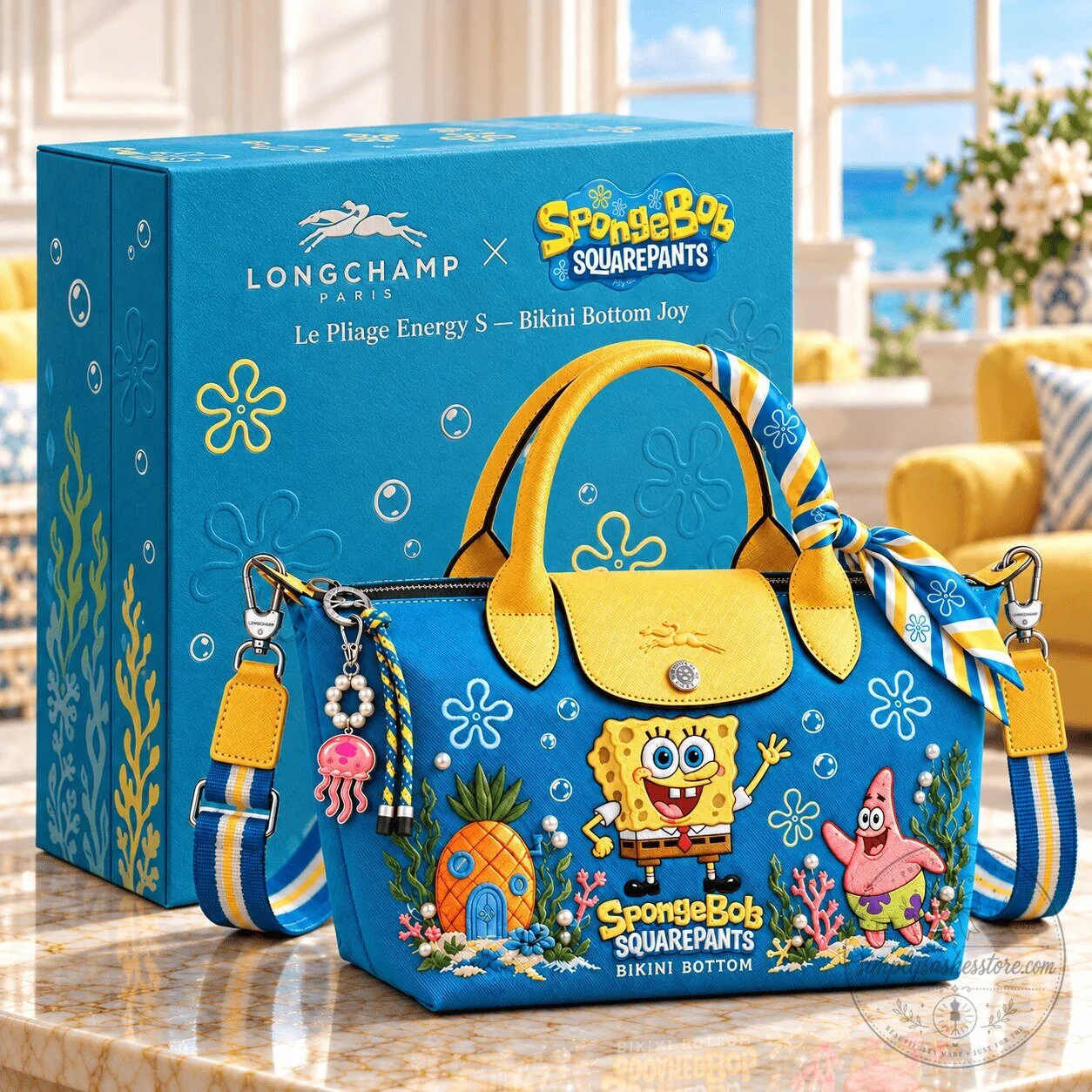 SpongeBob SquarePants Bikini Bottom Longchamp Le Pliage Energy Handbag
