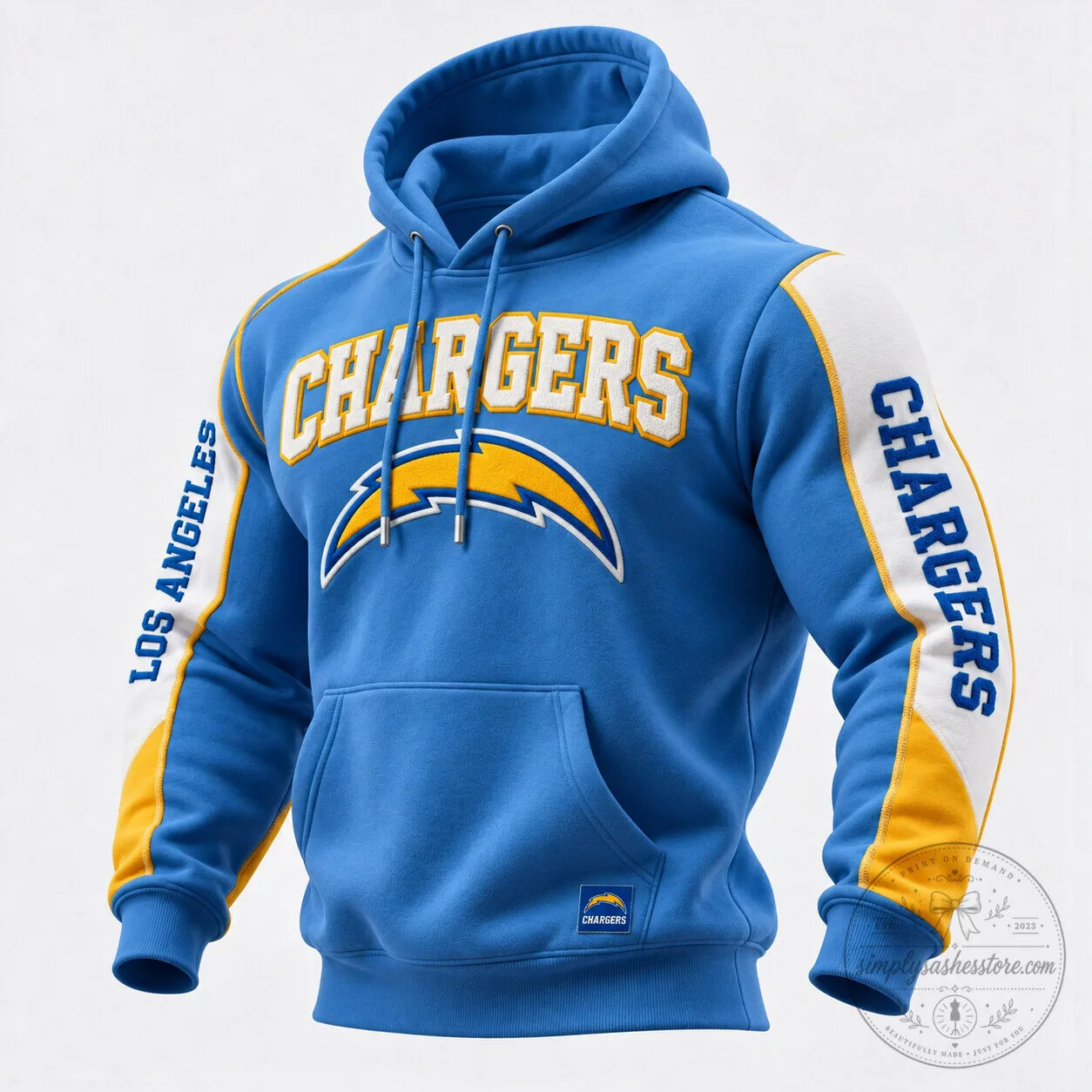 Blue Hoodie featuring the Los Angeles Chargers Football Team Emblem 1 Blue Hoodie featuring the Los Angeles Chargers Football Team Emblem
