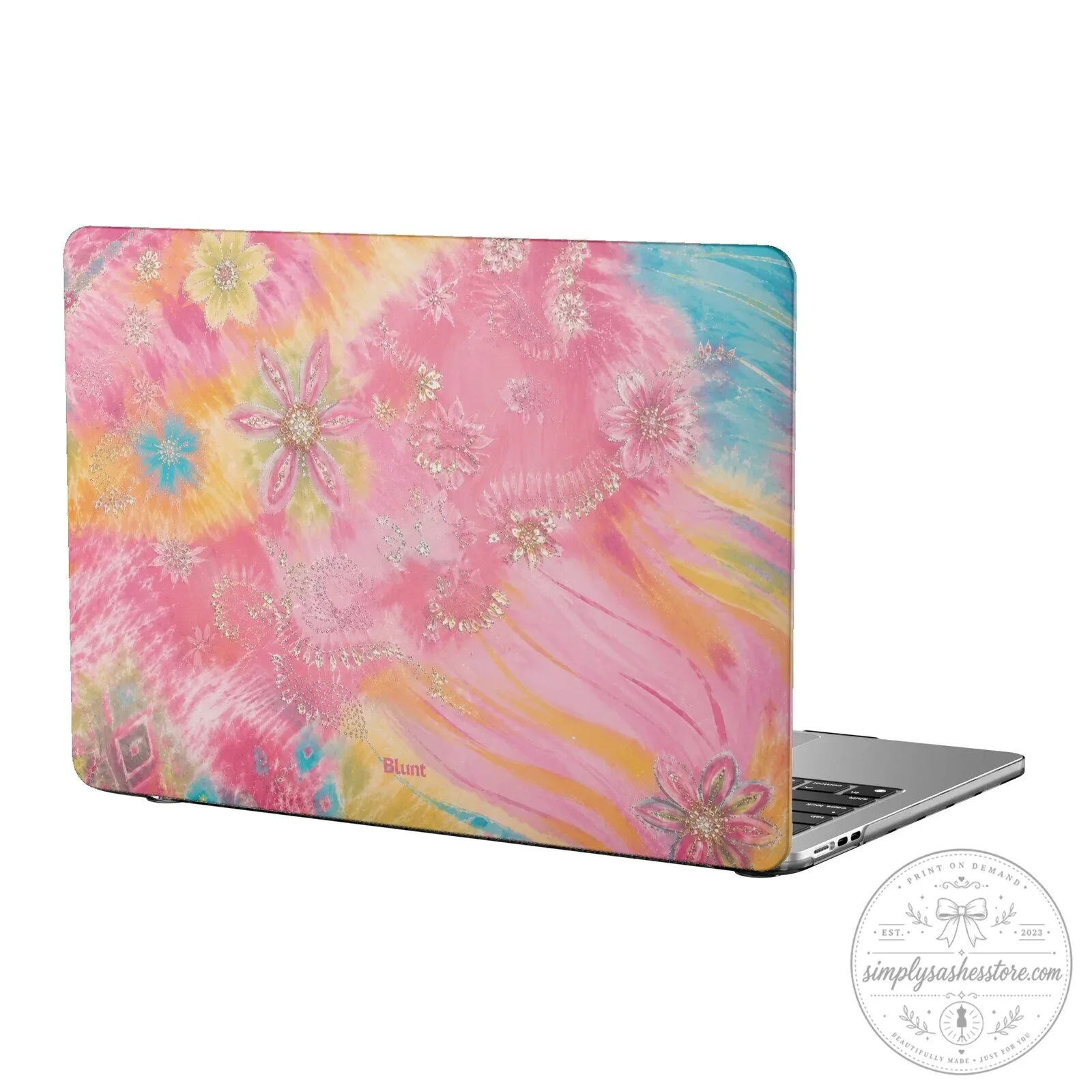 Pink Tie Dye Glitter Flowers MacBook Air Laptop Case 1 Pink Tie Dye Glitter Flowers MacBook Air Laptop Case