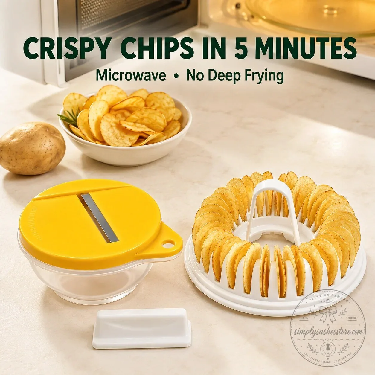 Microwave Potato Chip Maker with Slicer and Cooking Bowl Set 9 Microwave Potato Chip Maker with Slicer and Cooking Bowl Set