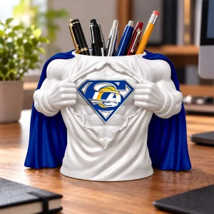 Los Angeles Rams Superman Logo Desk Pen and Pencil Holder Organizer