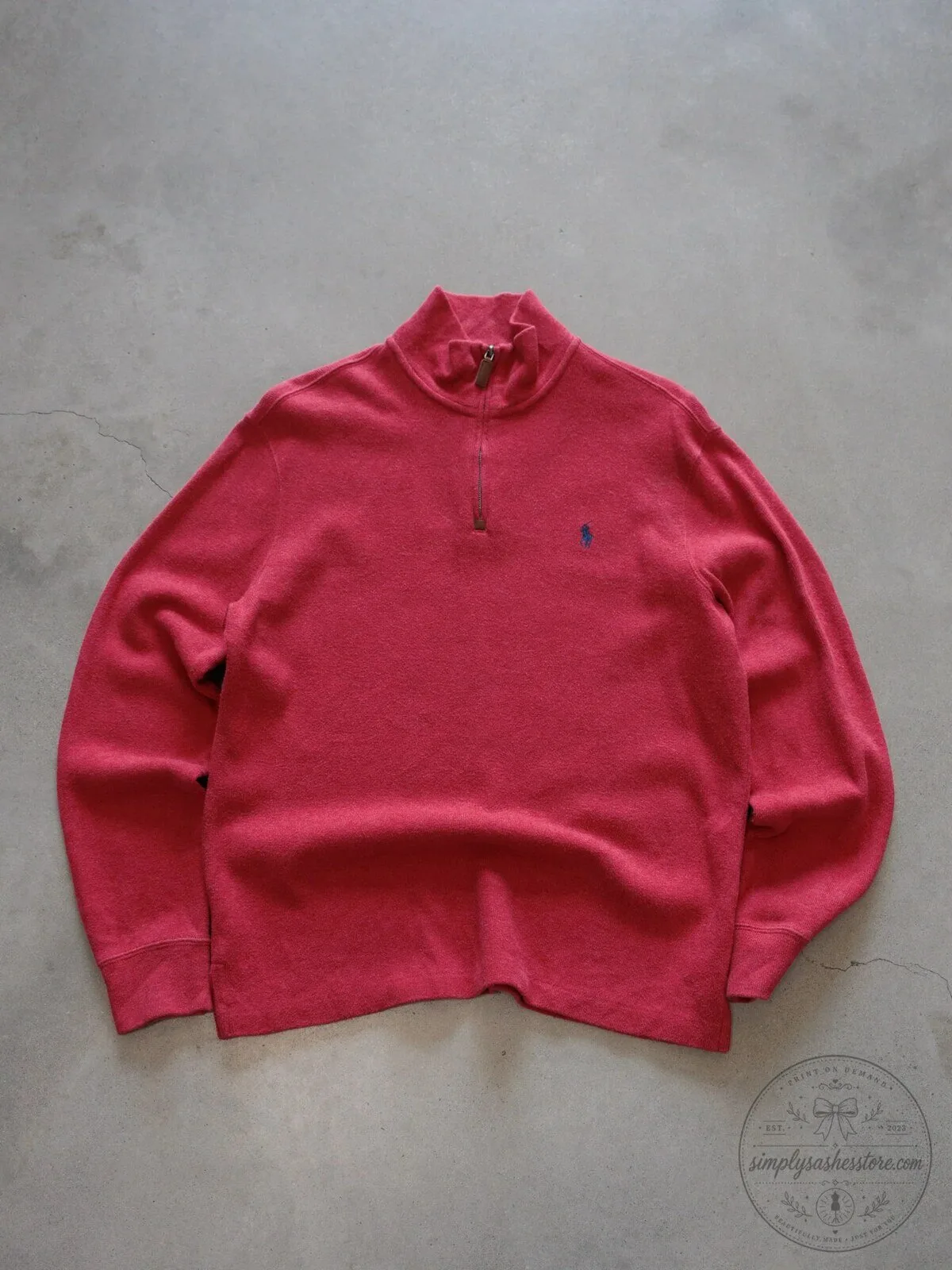 Vintage Red Polo Ralph Lauren Knit Quarter Zip Pullover Sweatshirt
