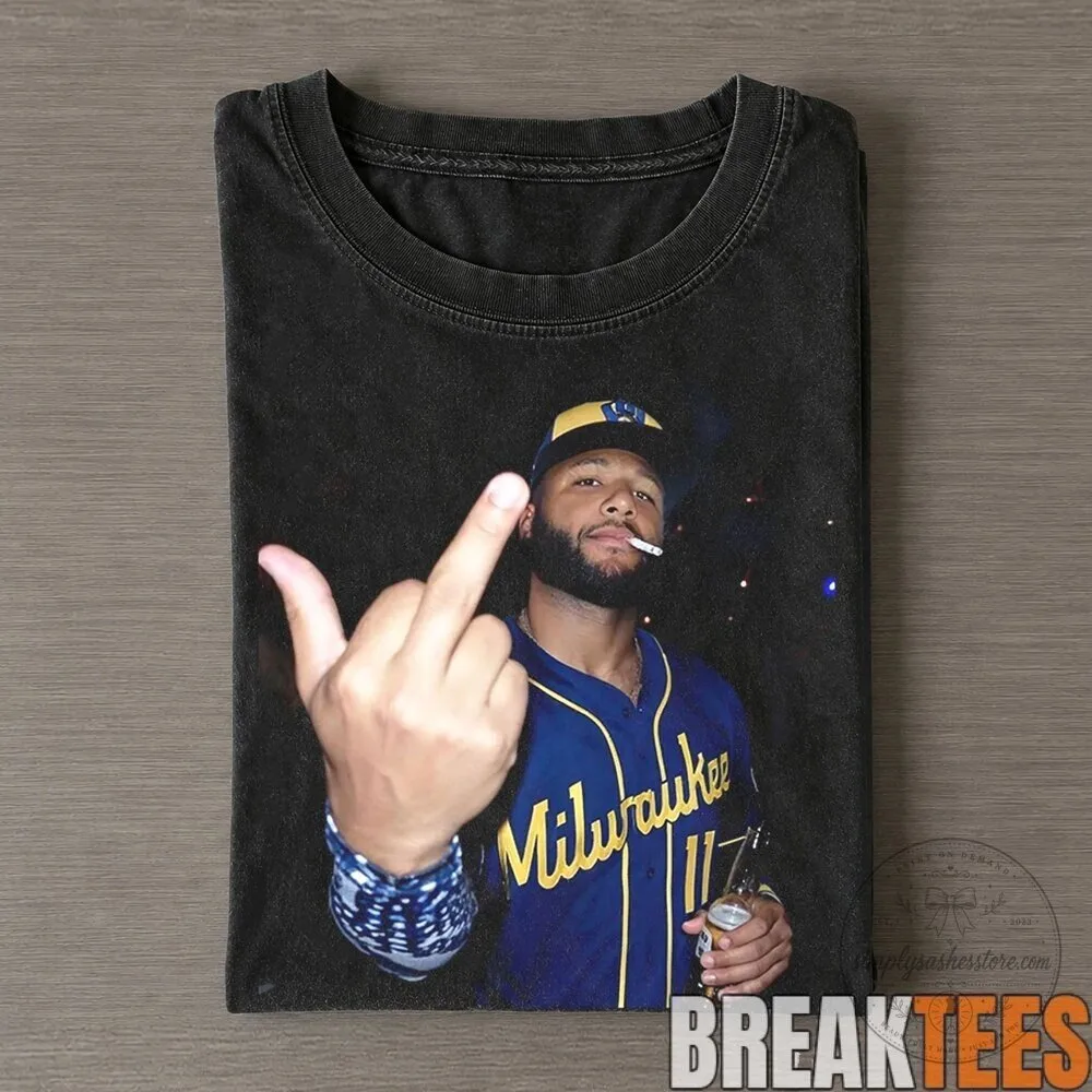 Jackson Chourio Milwaukee Brewers Baseball Player Middle Finger T-Shirt 9 Jackson Chourio Milwaukee Brewers Baseball Player Middle Finger T-Shirt