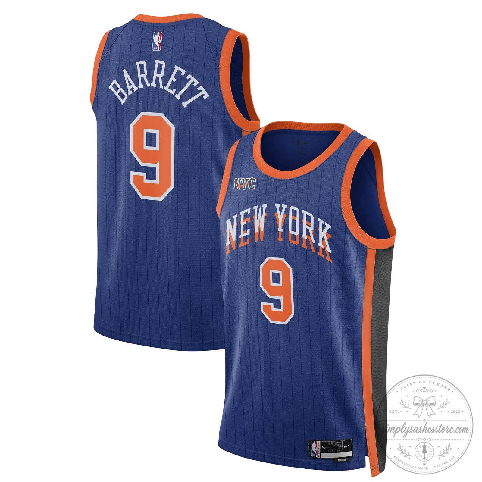 RJ Barrett New York Knicks Royal Blue Basketball Jersey