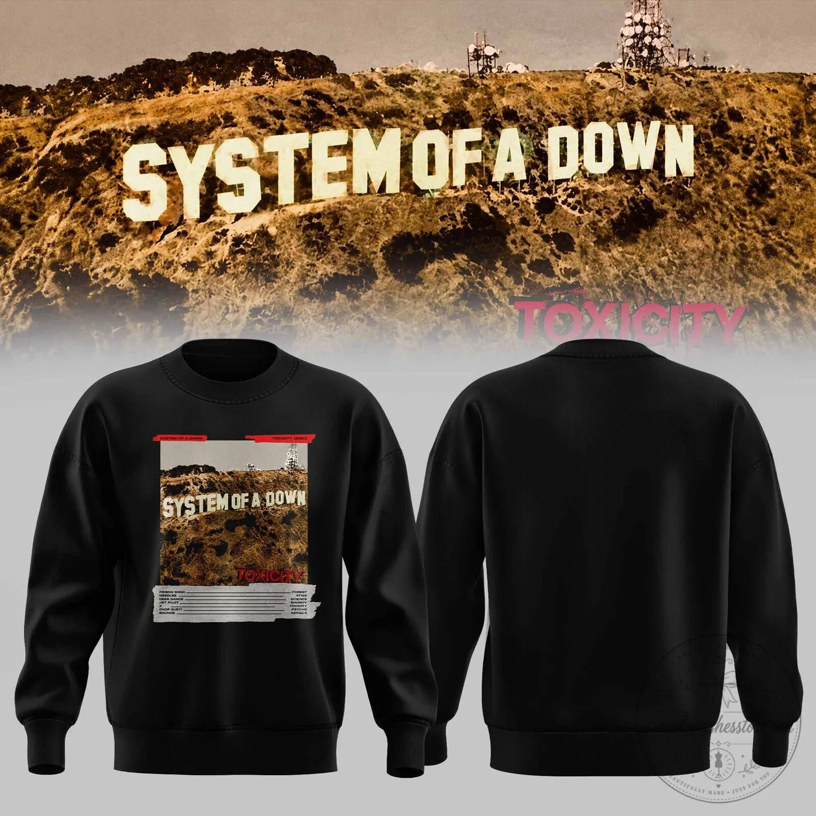 System Of A Down Toxicity Album Cover Art Black Crewneck Sweatshirt