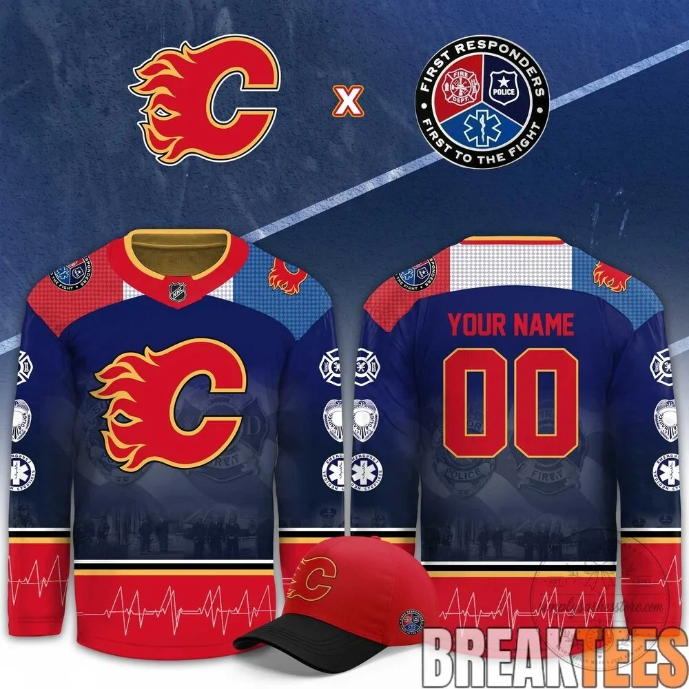 Calgary Flames First Responders Tribute Personalized Hockey Jersey