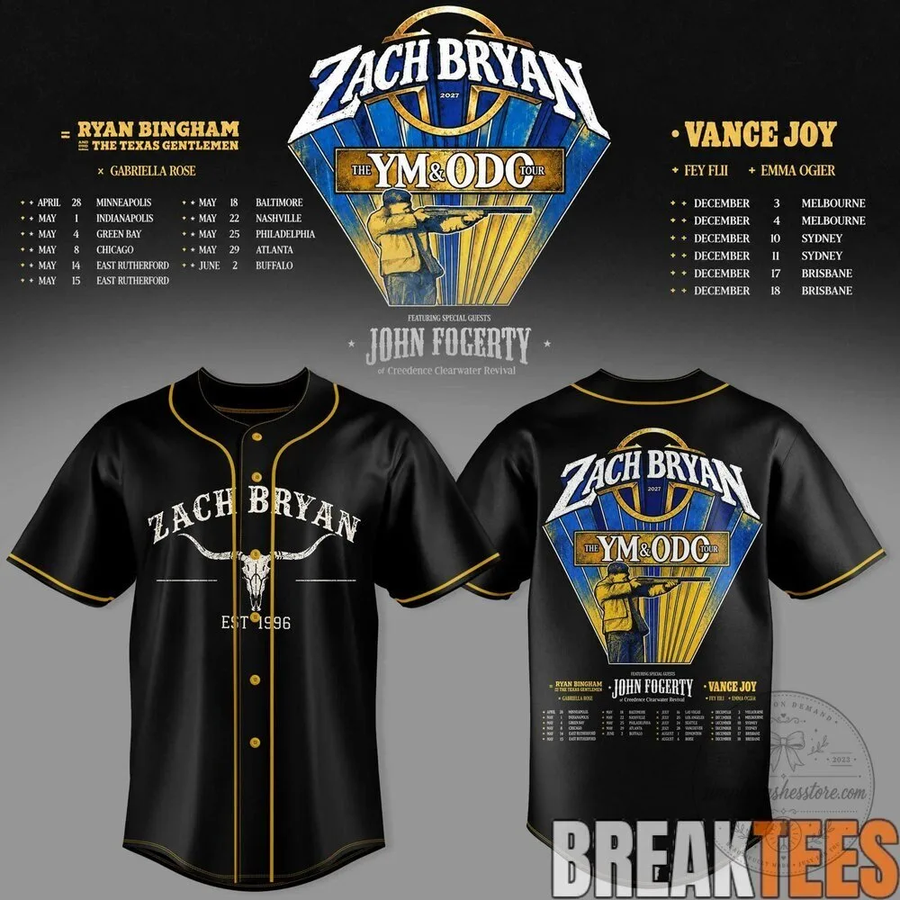 Zach Bryan 2027 Young Manhood and Other Donatable Organs Tour Baseball Jersey