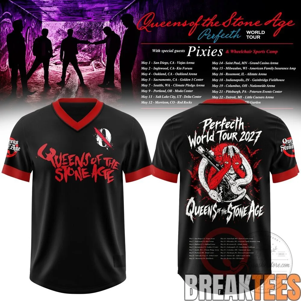 Queens of the Stone Age Perfecth World Tour 2027 Football Jersey 9 Queens of the Stone Age Perfecth World Tour 2027 Football Jersey