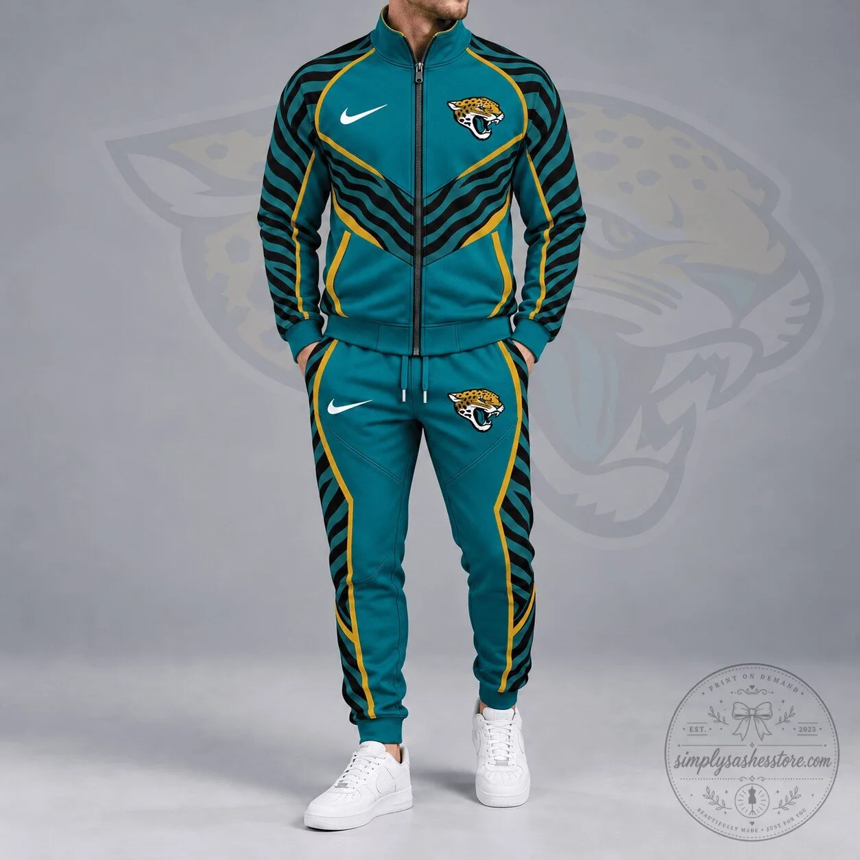 Full Zip Track Jacket with Dynamic Tiger Stripe Print for Jacksonville Jaguars Fans 5 Full Zip Track Jacket with Dynamic Tiger Stripe Print for Jacksonville Jaguars Fans