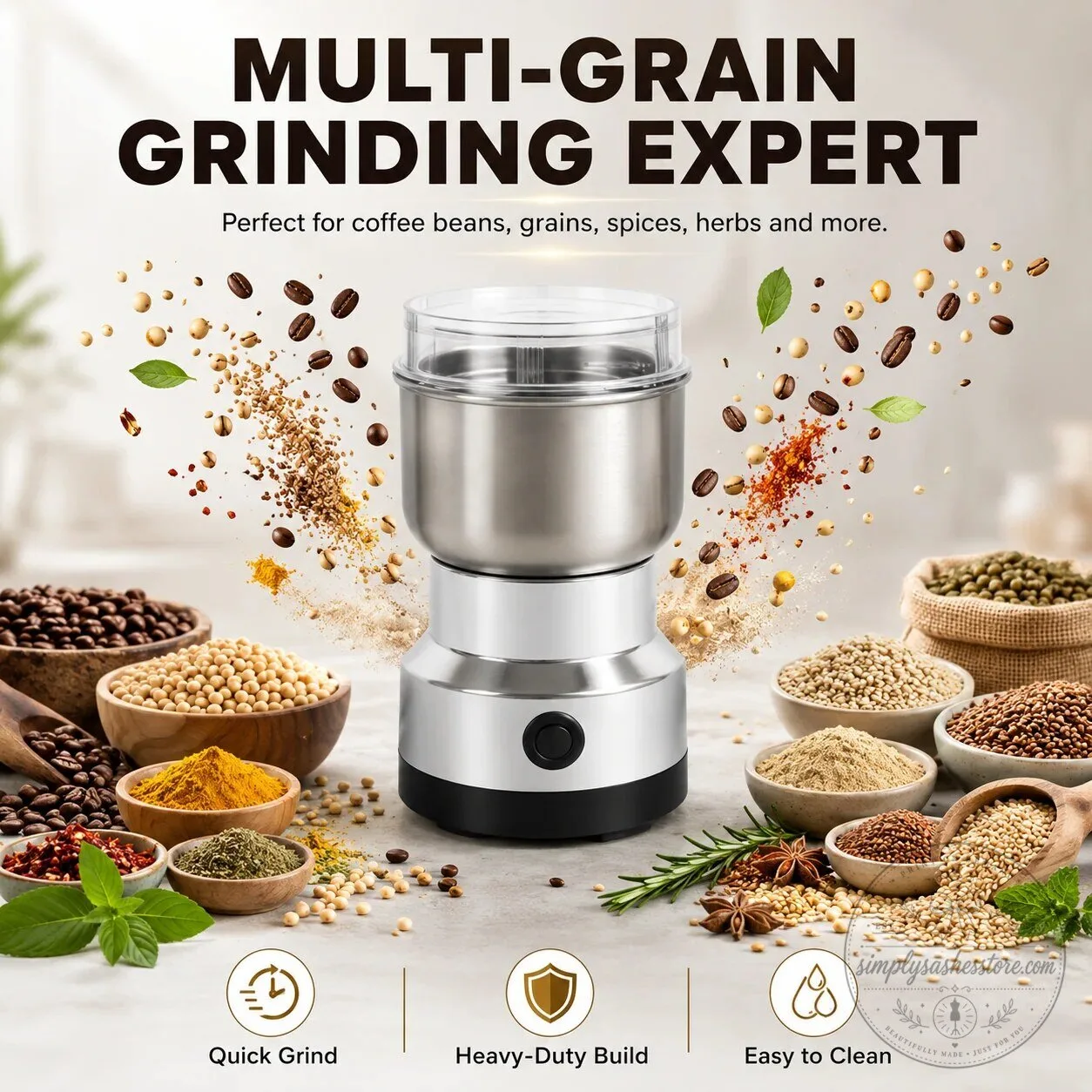 Electric Stainless Steel Coffee Bean and Spice Grinder for Fresh Herbs 16 Electric Stainless Steel Coffee Bean and Spice Grinder for Fresh Herbs