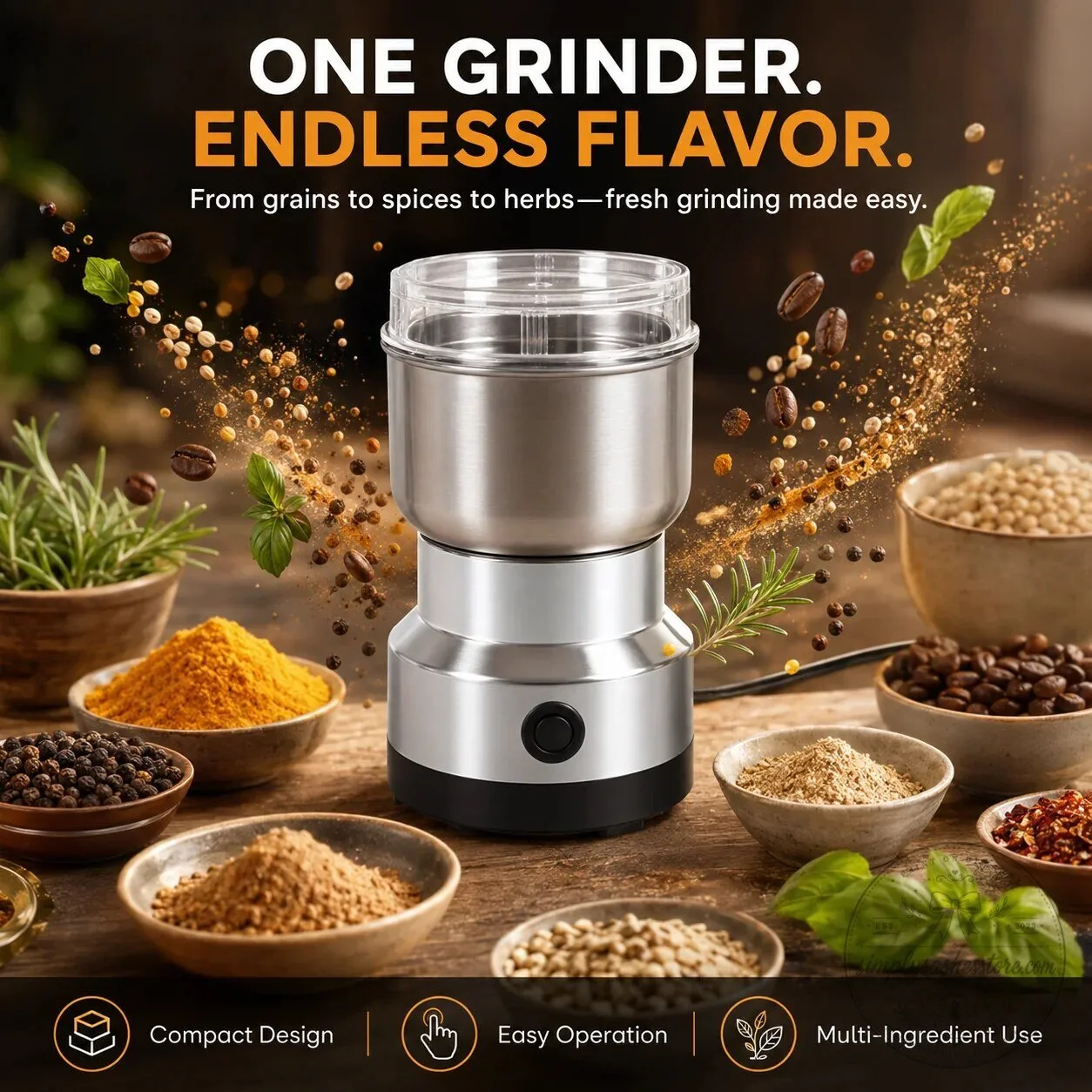 Electric Stainless Steel Coffee Bean and Spice Grinder for Fresh Herbs 17 Electric Stainless Steel Coffee Bean and Spice Grinder for Fresh Herbs