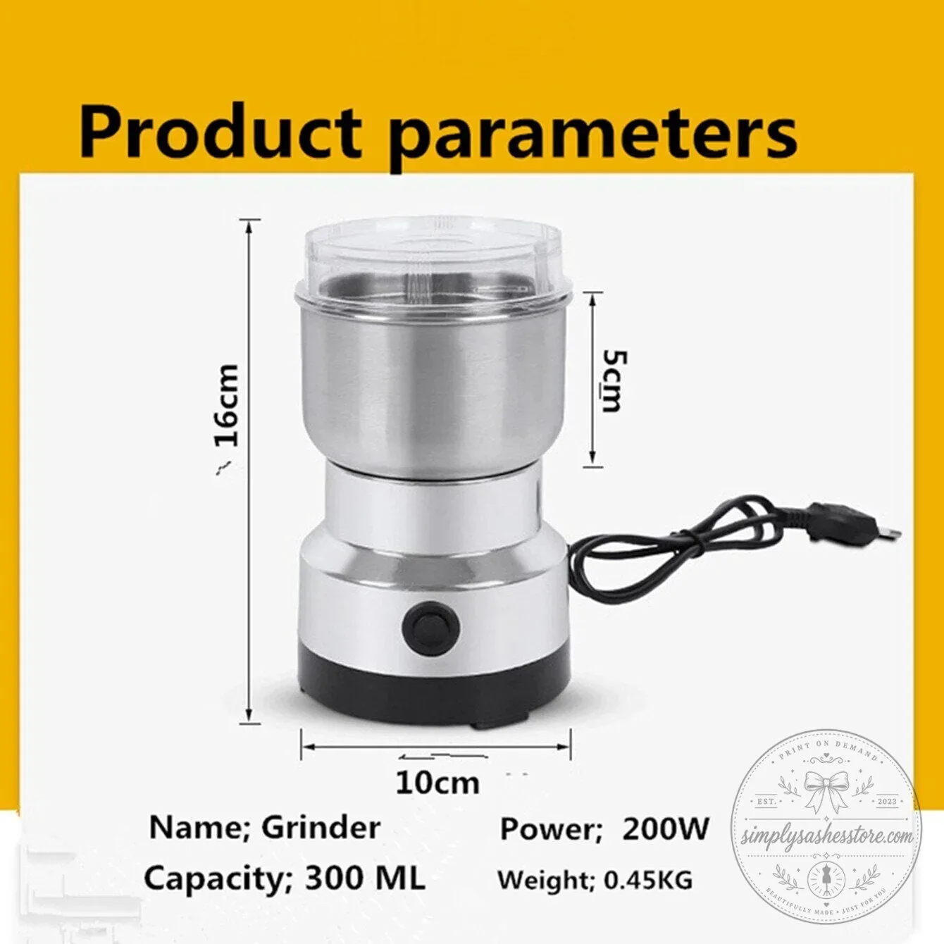Electric Stainless Steel Coffee Bean and Spice Grinder for Fresh Herbs 24 Electric Stainless Steel Coffee Bean and Spice Grinder for Fresh Herbs