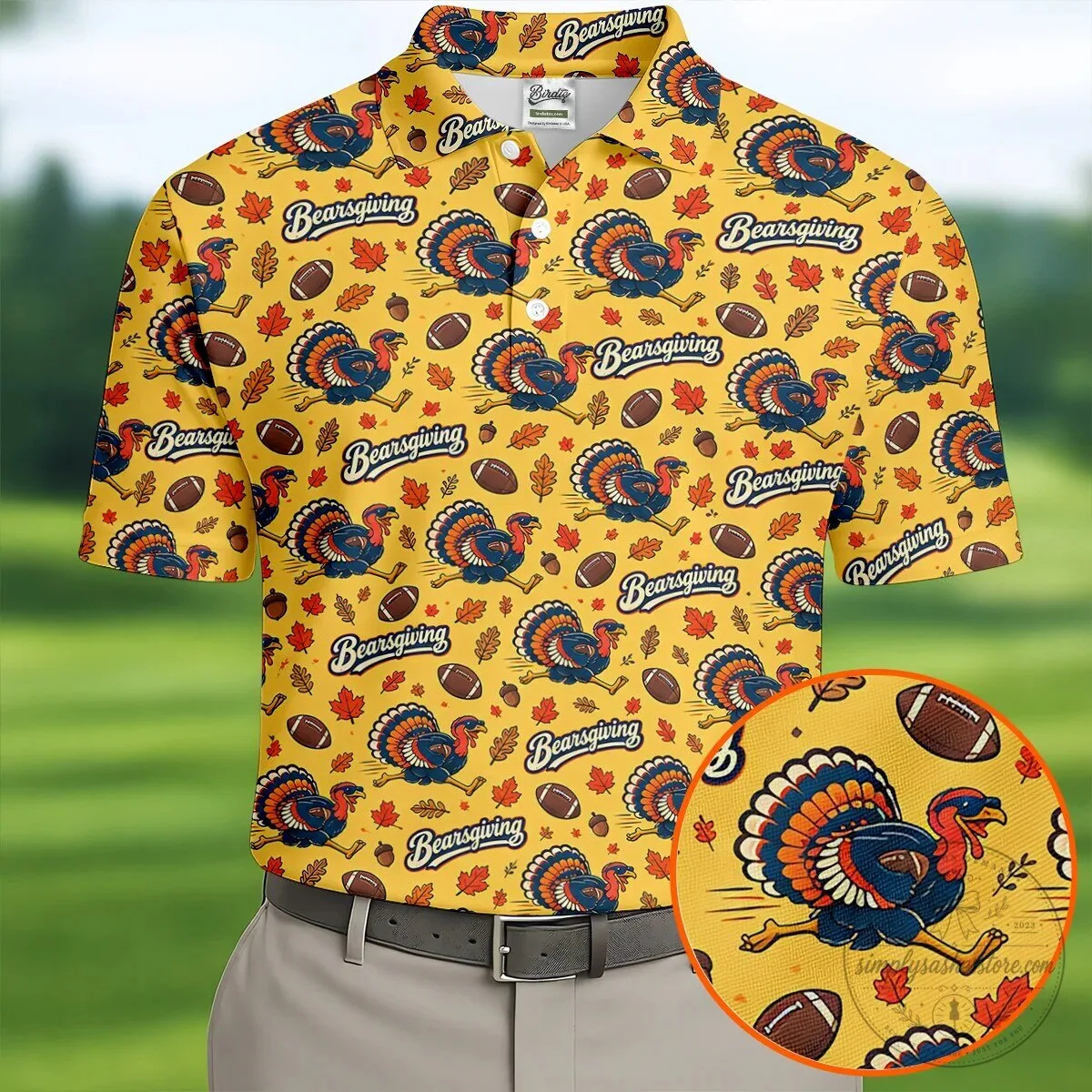Funny Bearsgiving Turkey Football Thanksgiving Polo Shirt for Men 19 Funny Bearsgiving Turkey Football Thanksgiving Polo Shirt for Men